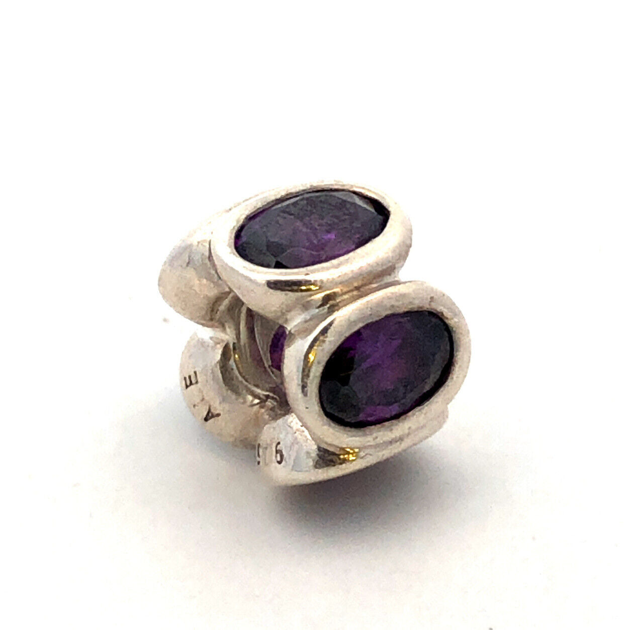 PANDORA ALE 925 Sterling Silver Oval Amethyst Oval Lights Spacer Charm 790311