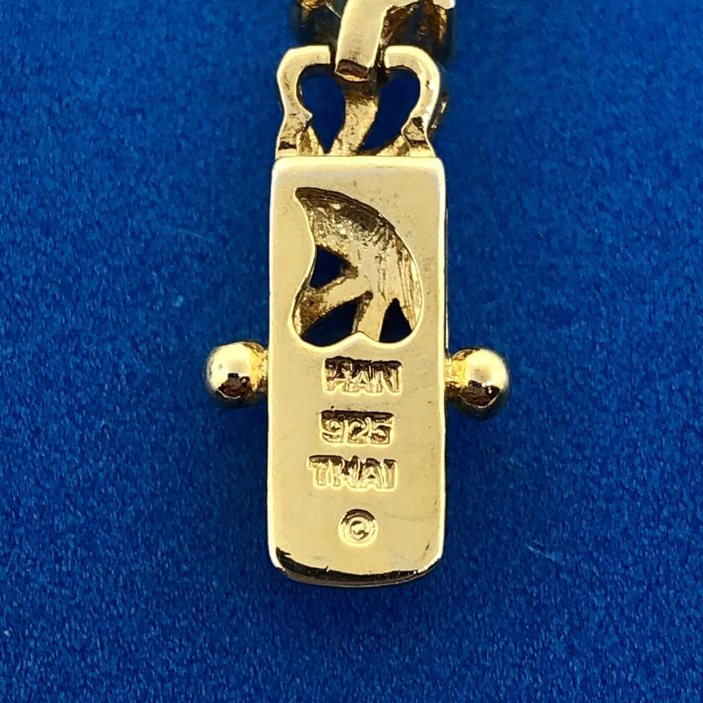 Gold Vermeil Sterling Silver 925 Blue Topaz Diamond 7.5" Tennis Bracelet