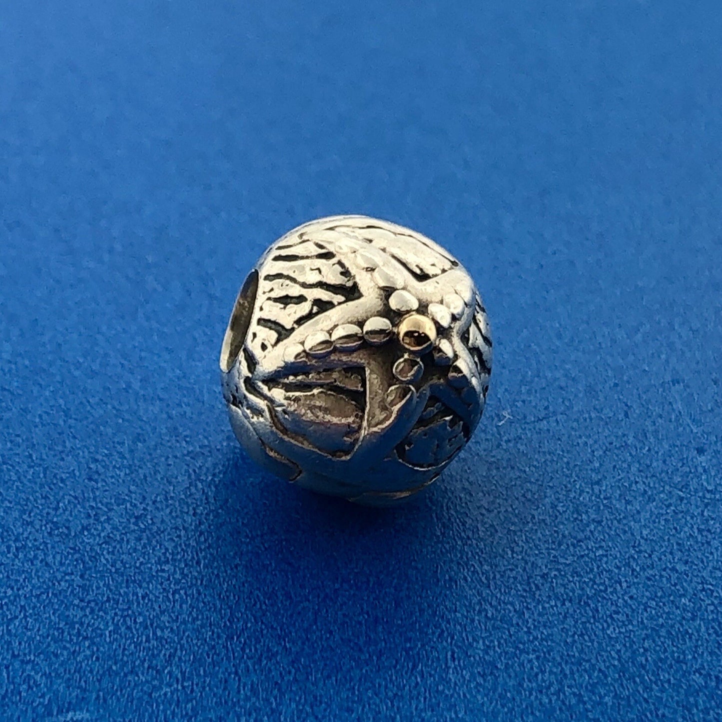 Authentic PANDORA Sterling Silver 14K Yellow Gold Starfish Clip Charm 791164 RET