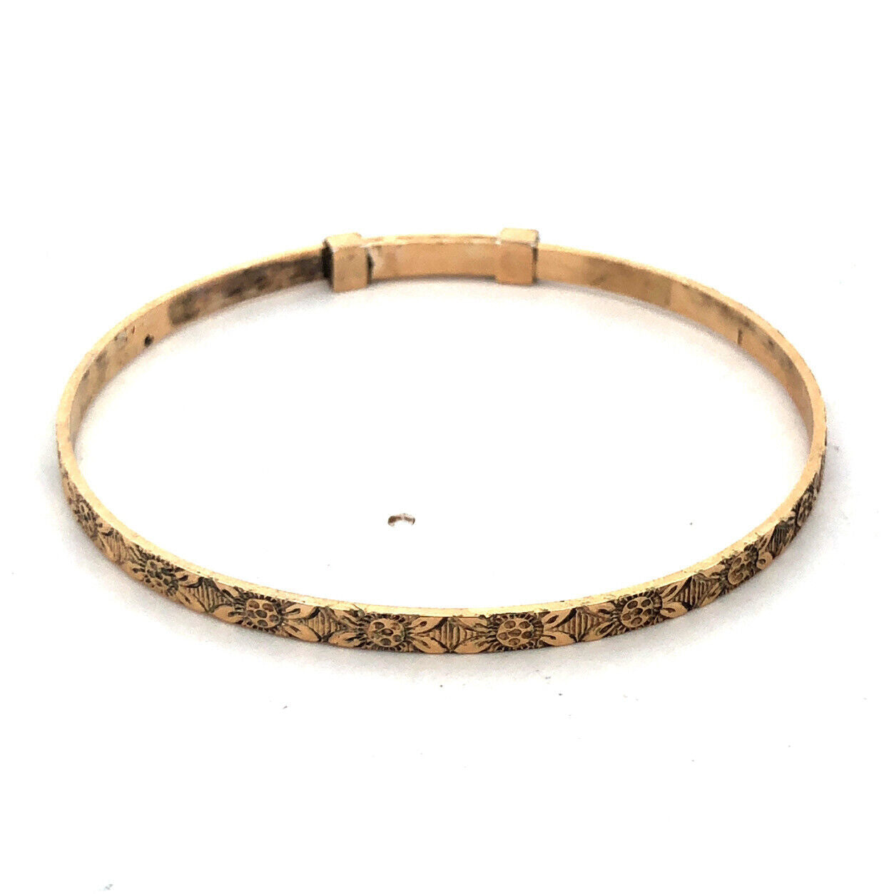 Vintage 1/20 12K Yellow Gold Filled Engraved Floral Childs Adjustable Bracelet