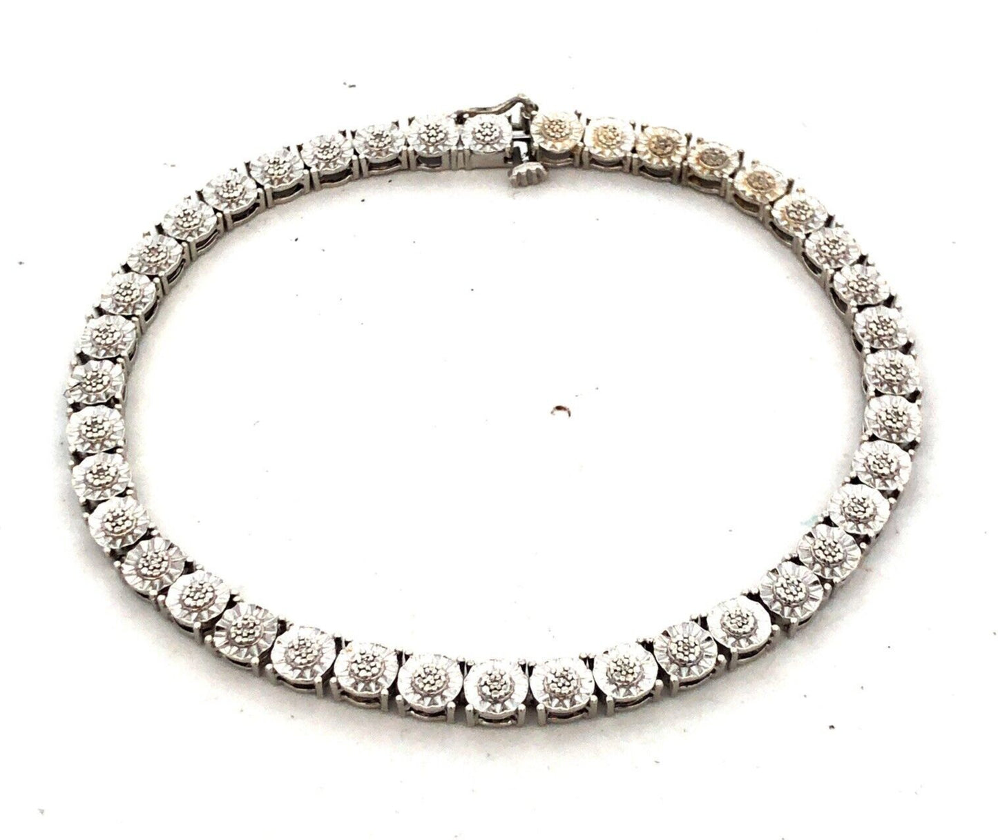 Designer JWBR 925 Sterling Silver Round Diamond Textured Tennis Bracelet