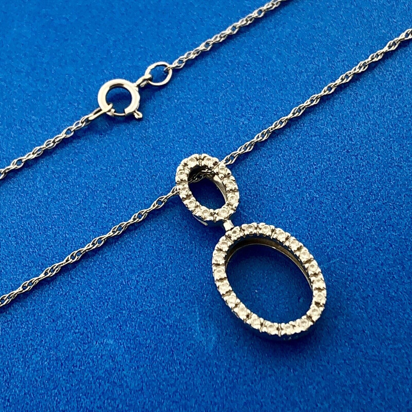 Designer 14K White Gold Polished Diamond Infinity Pendant 18" Necklace