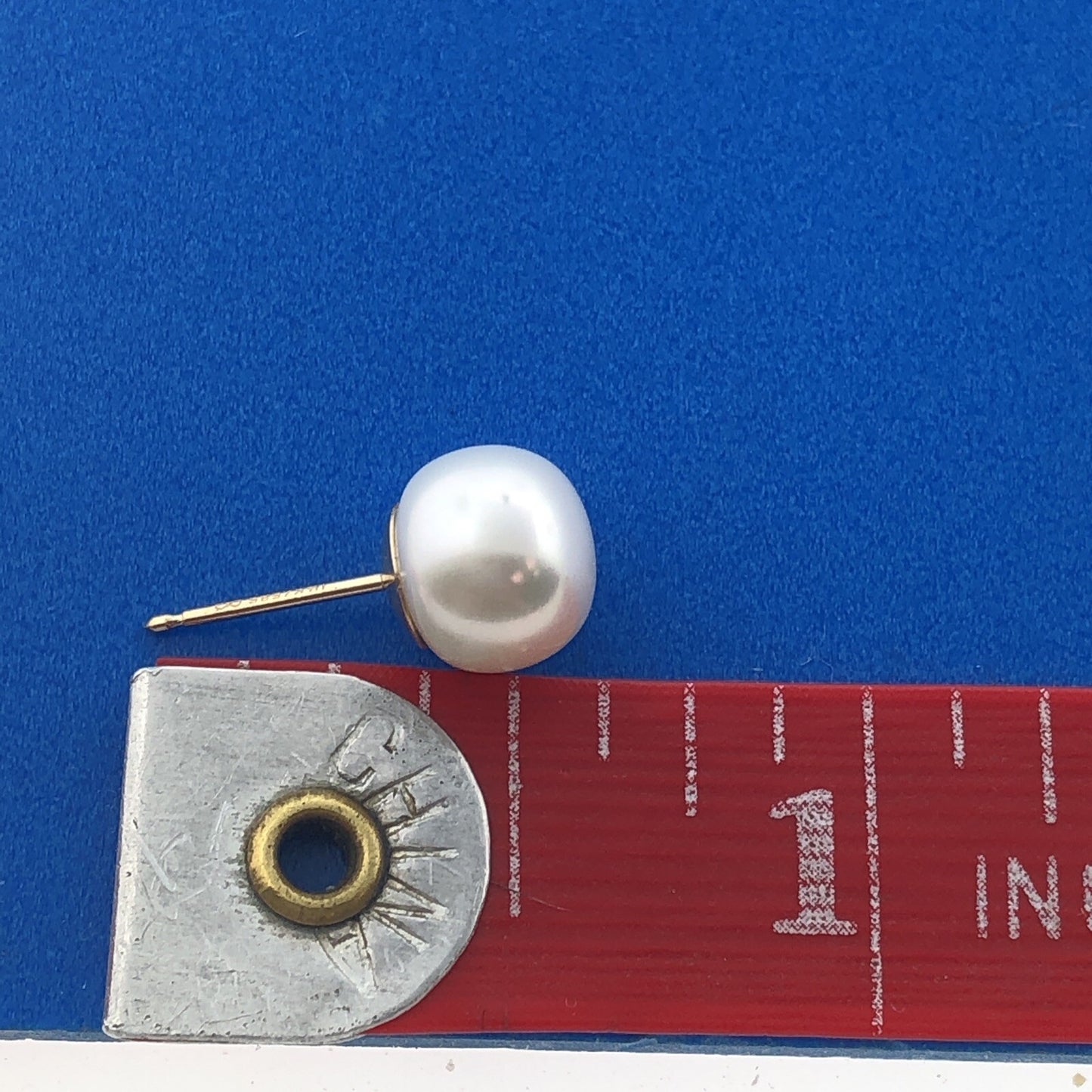 Beautiful Bride 14K Yellow Gold White Pearl Statement Stud Earrings