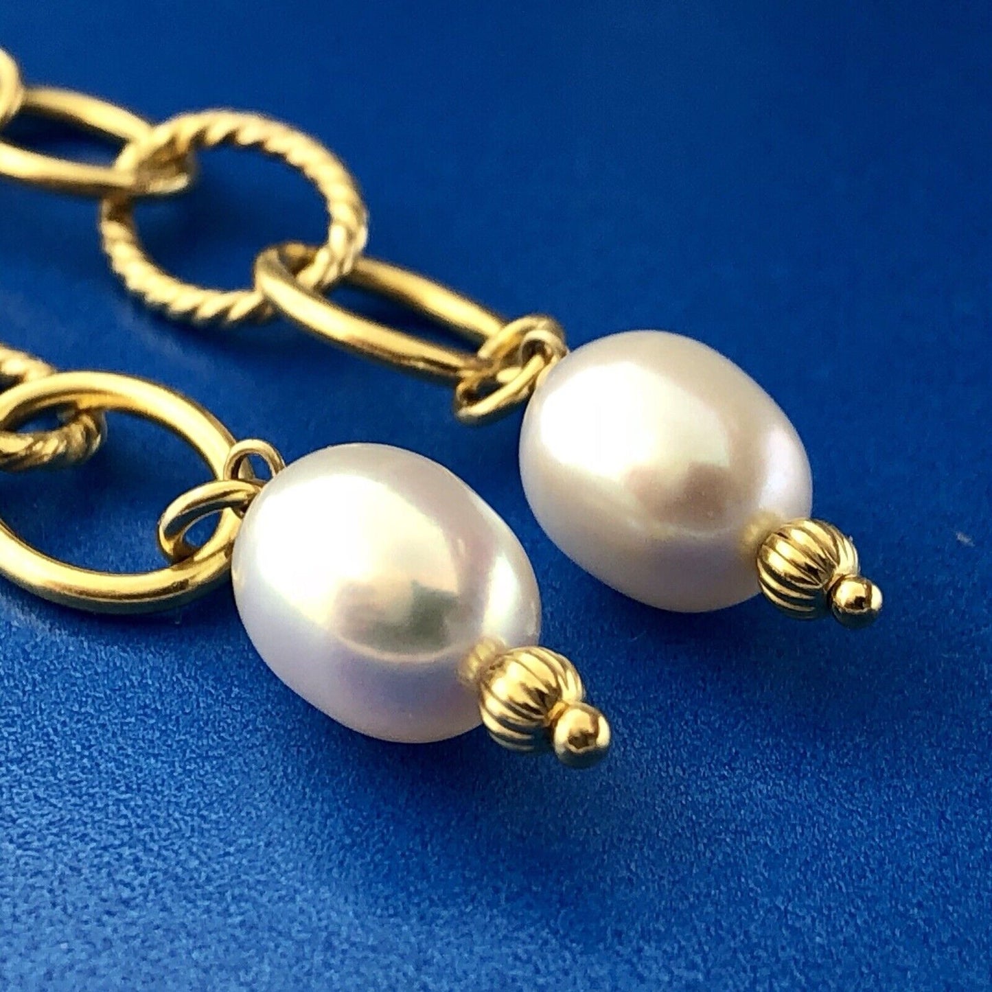 Italy Sterling Silver Vermeil Modernist Polished Twist Pearl Dangle Earrings