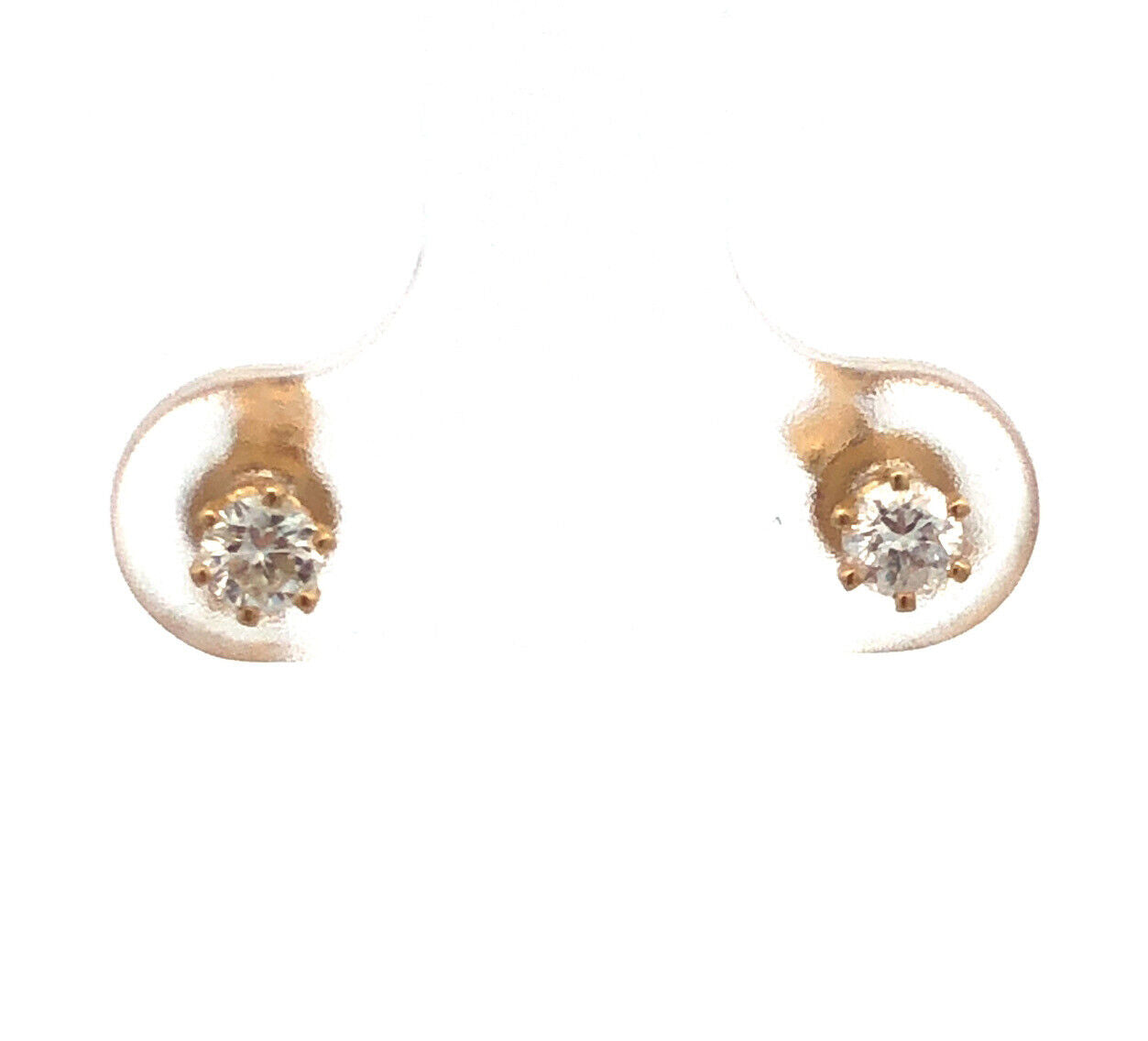 Designer 14K Yellow Gold Round Diamond Solitaire Everyday Stud Earrings