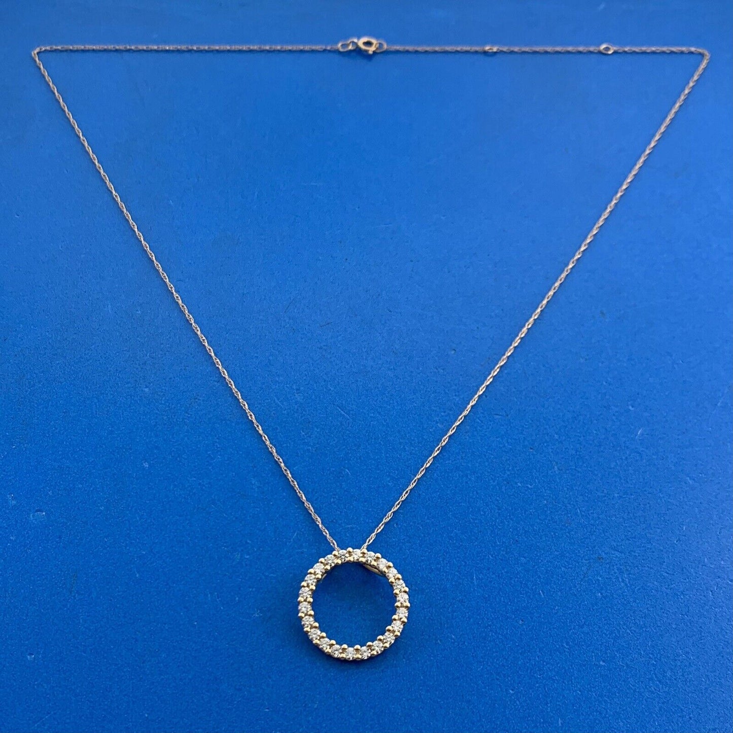 Designer 14K Yellow Gold Cubic Zirconia CZ Infinity Circle Pendant Necklace