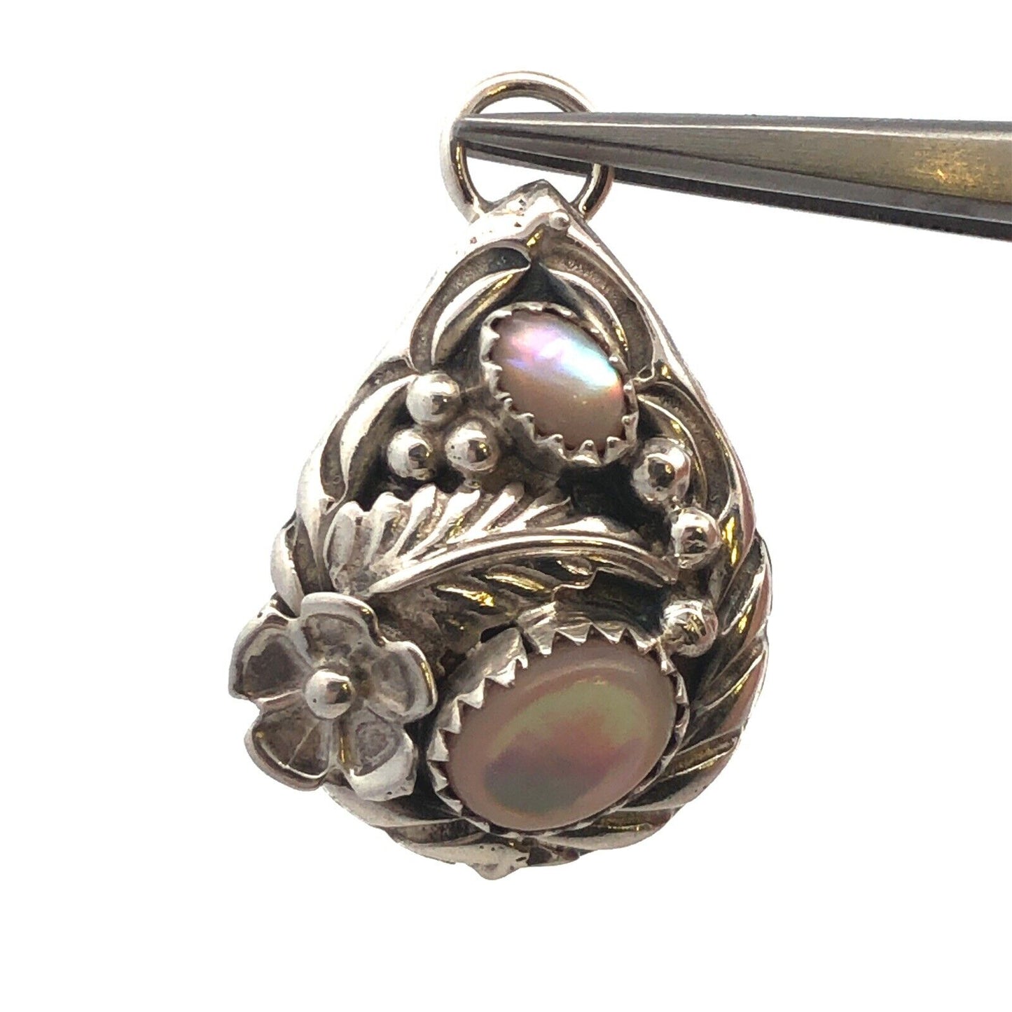Native American Sterling Silver Mother of Pearl Floral Earring Enhancer Jackets