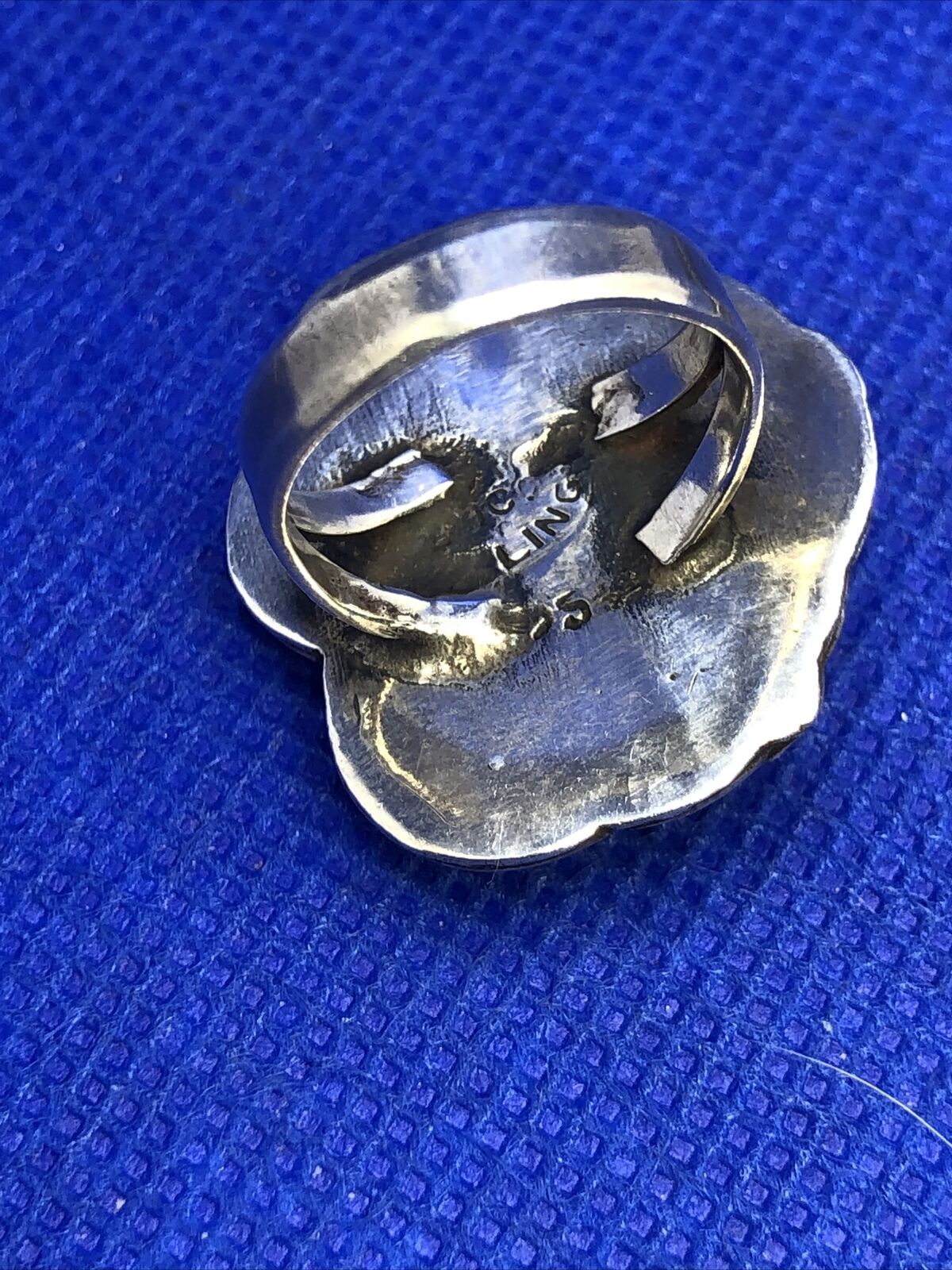 Taxco Mexico 925 Sterling Silver Turquoise Leaf Detail Statement Ring