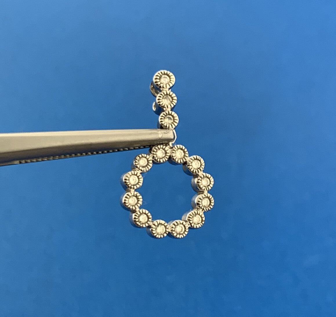 14K White Gold Diamond Infinity Eternity Anniversary Circle Drop Pendant