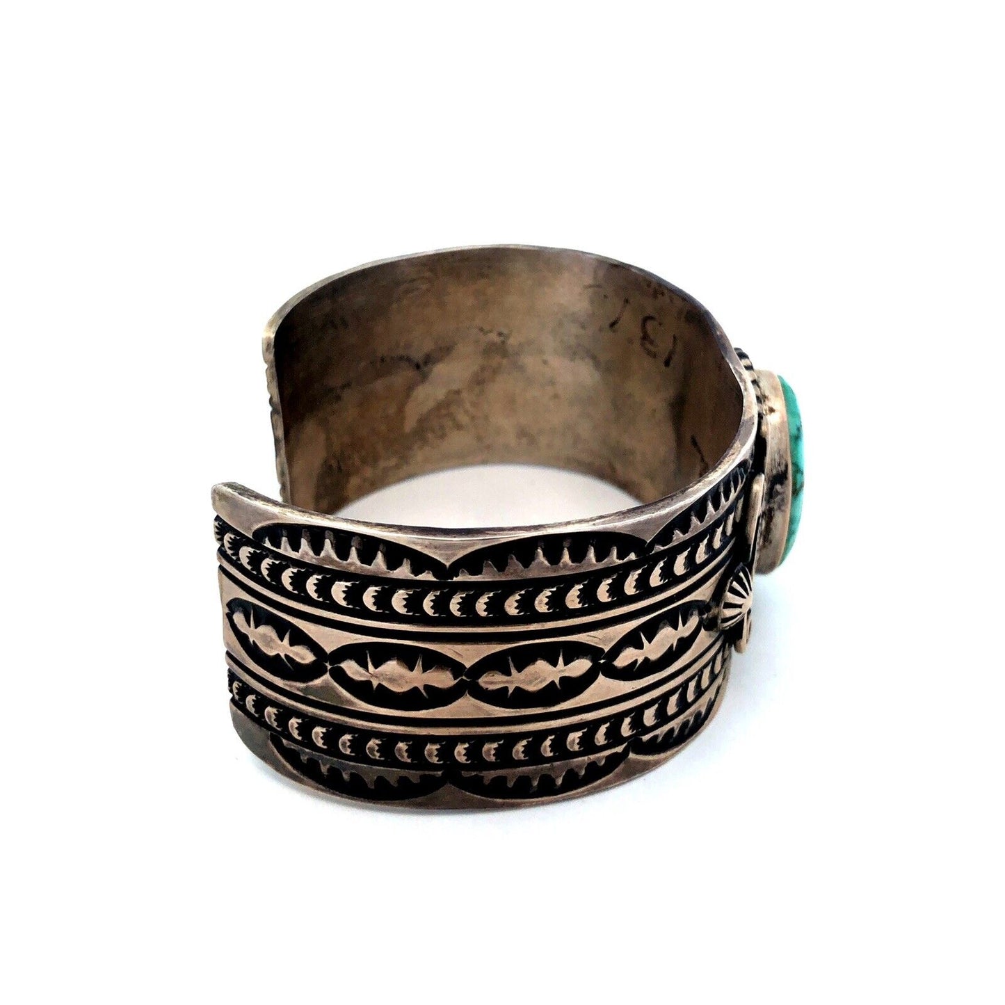 Charles Johnson Navajo 925 Sterling Silver Turquoise Statement Cuff Bracelet