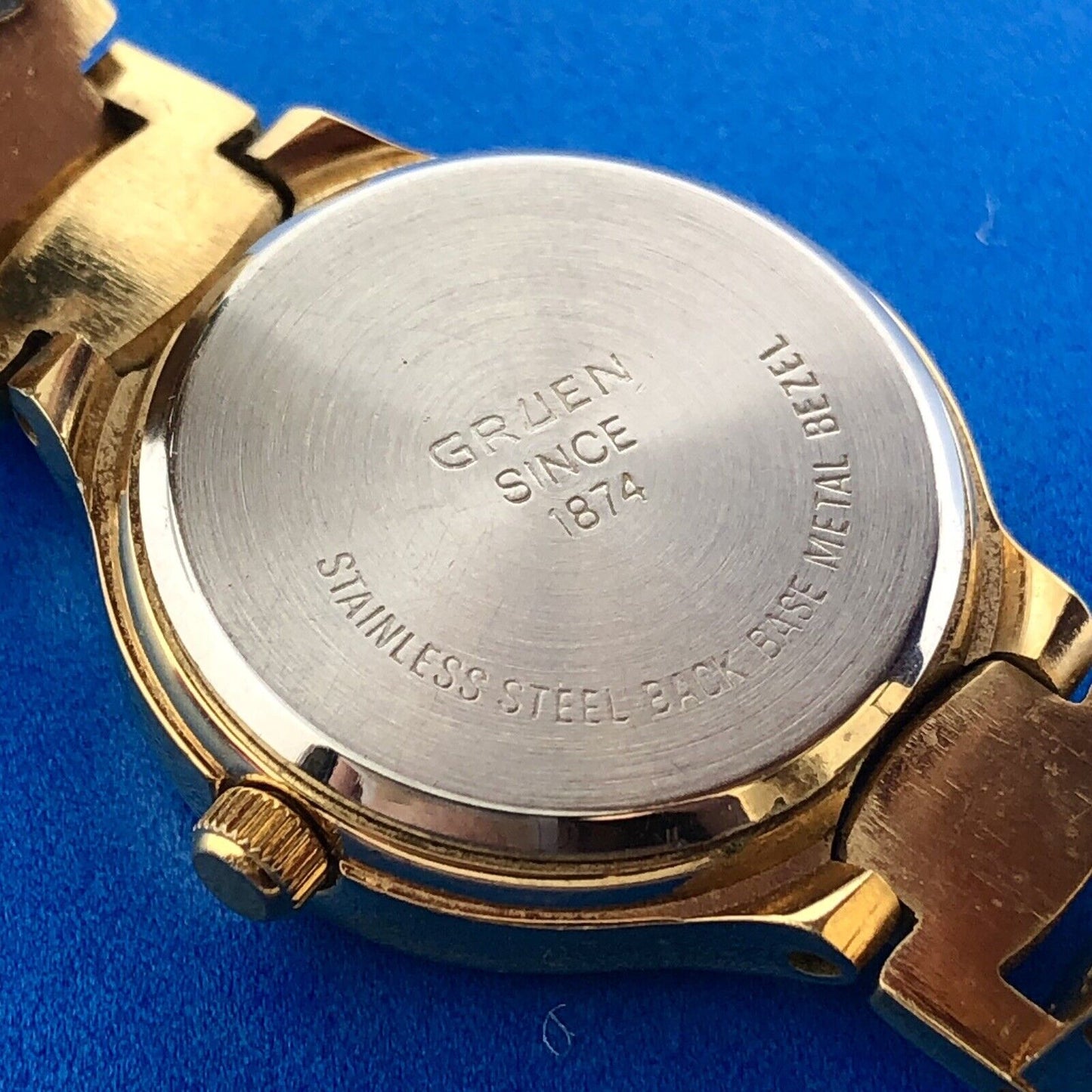 Gruen Precision Gold Tone Stainless Steel Diamond Accented Vintage Ladies Watch