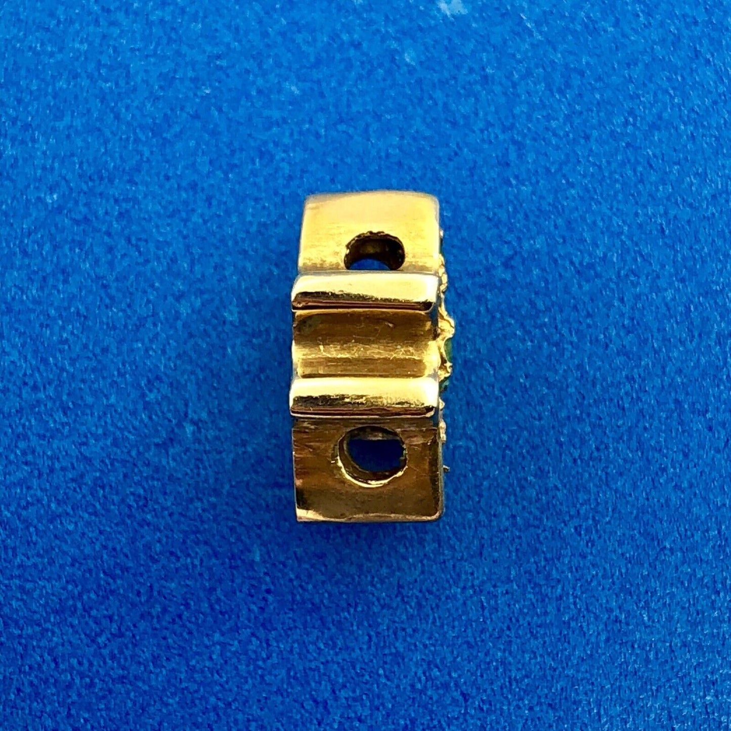 Designer 14K Yellow Gold 585 Emerald Trio Floral Scroll Slide Bracelet Charm