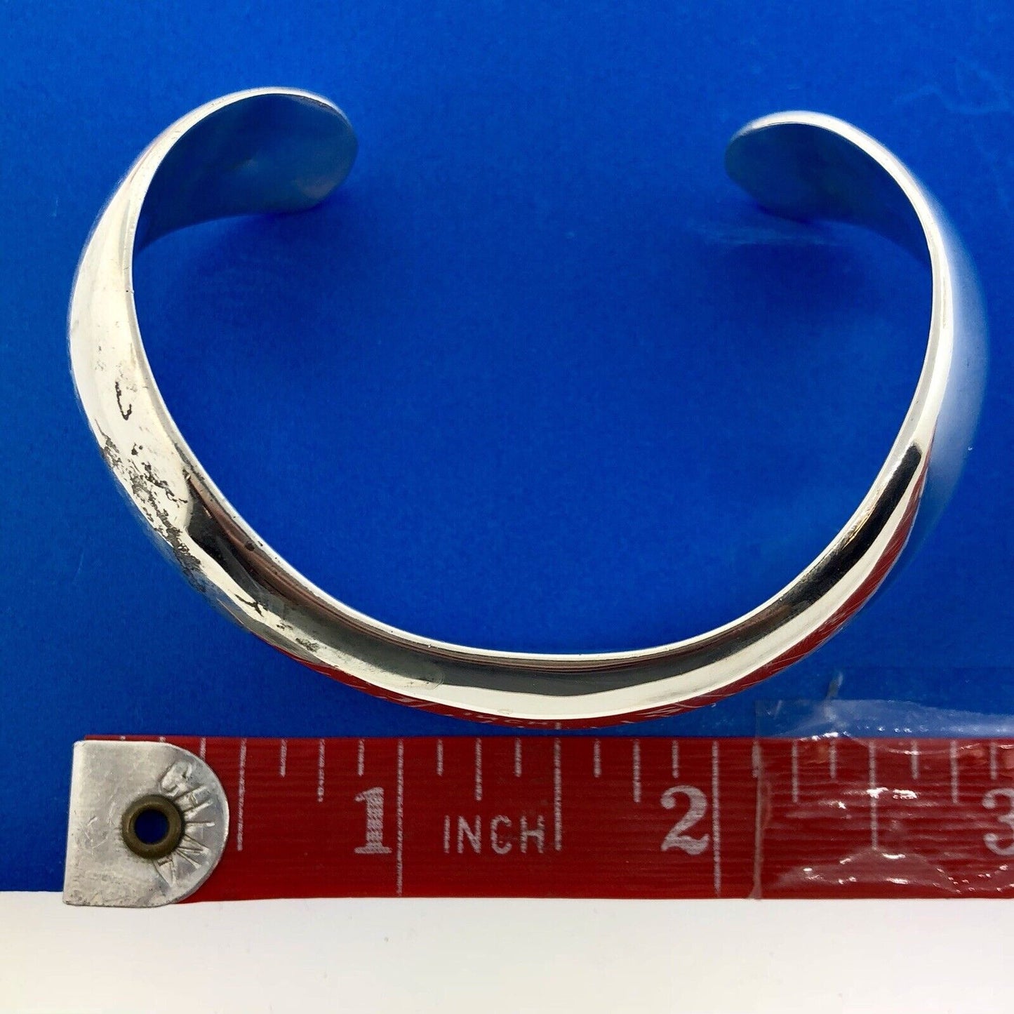 Taxco Los Ballesteros 925 Sterling Silver Modernist Polished Wave Cuff Bracelet