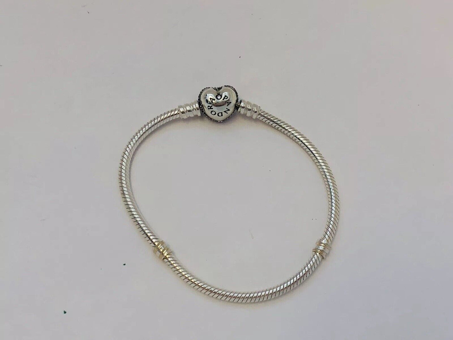 Authentic Pandora 925 Sterling Silver Pave Heart Clasp Charm Bracelet 590727CZ