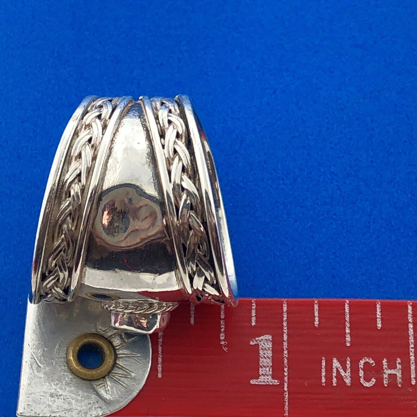 Vintage Estate Sterling Silver 925 Cabochon Onyx Cigar Statement Ring Size 8