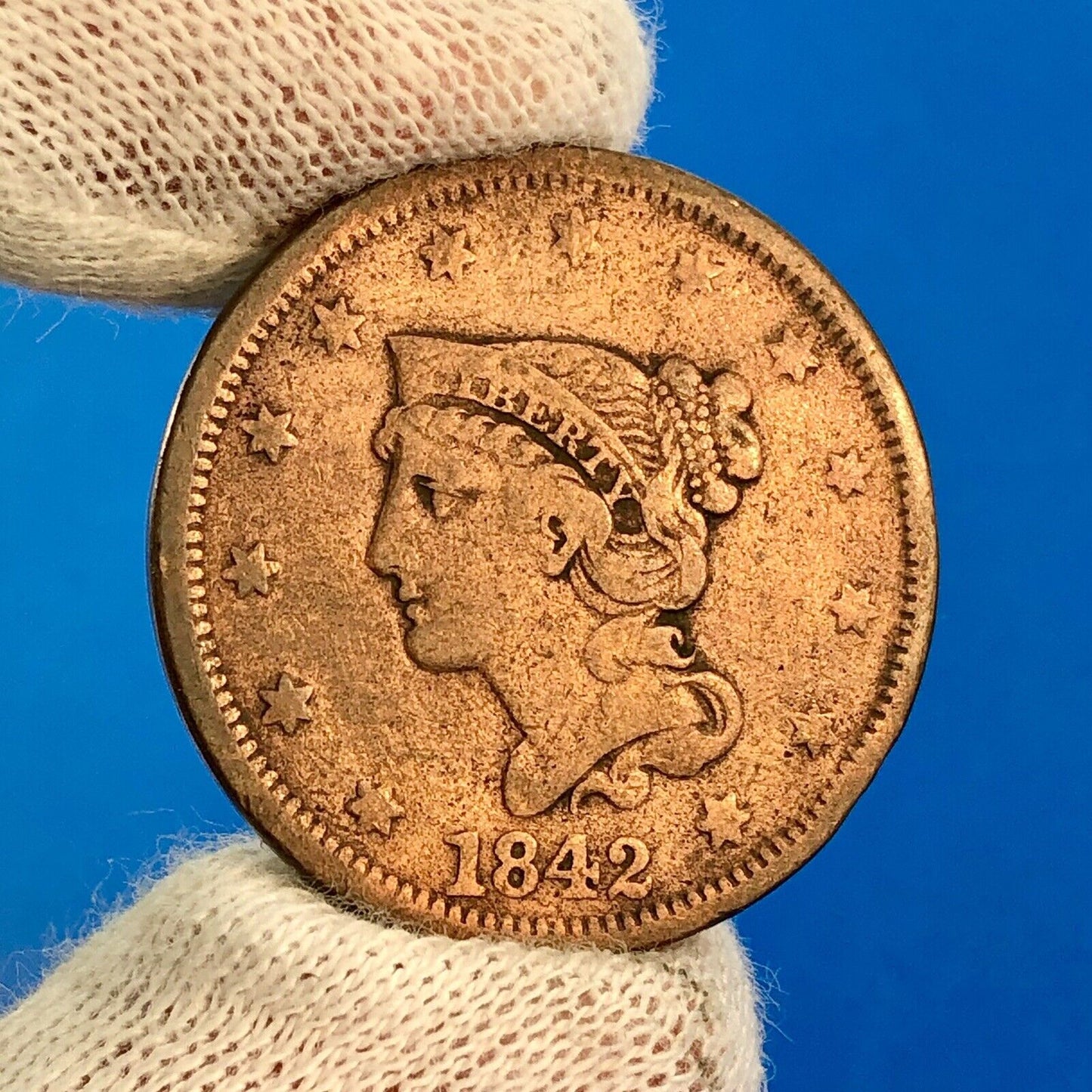 1842 P Liberty Head Braided Hair Large Copper Cent Better Philadelphia Mint Coin