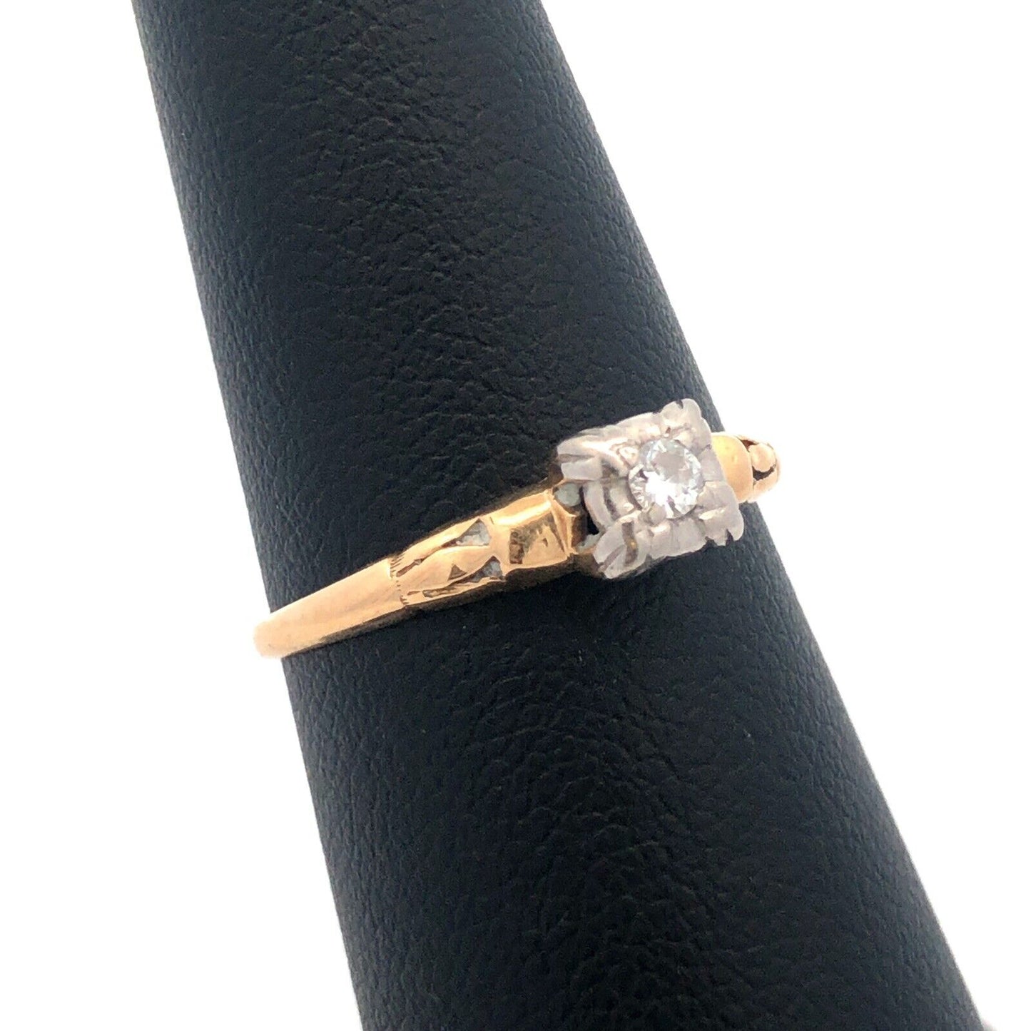 Art Nouveau Art Deco King Cut 14K Yellow Gold Diamond Solitaire Engagement Ring