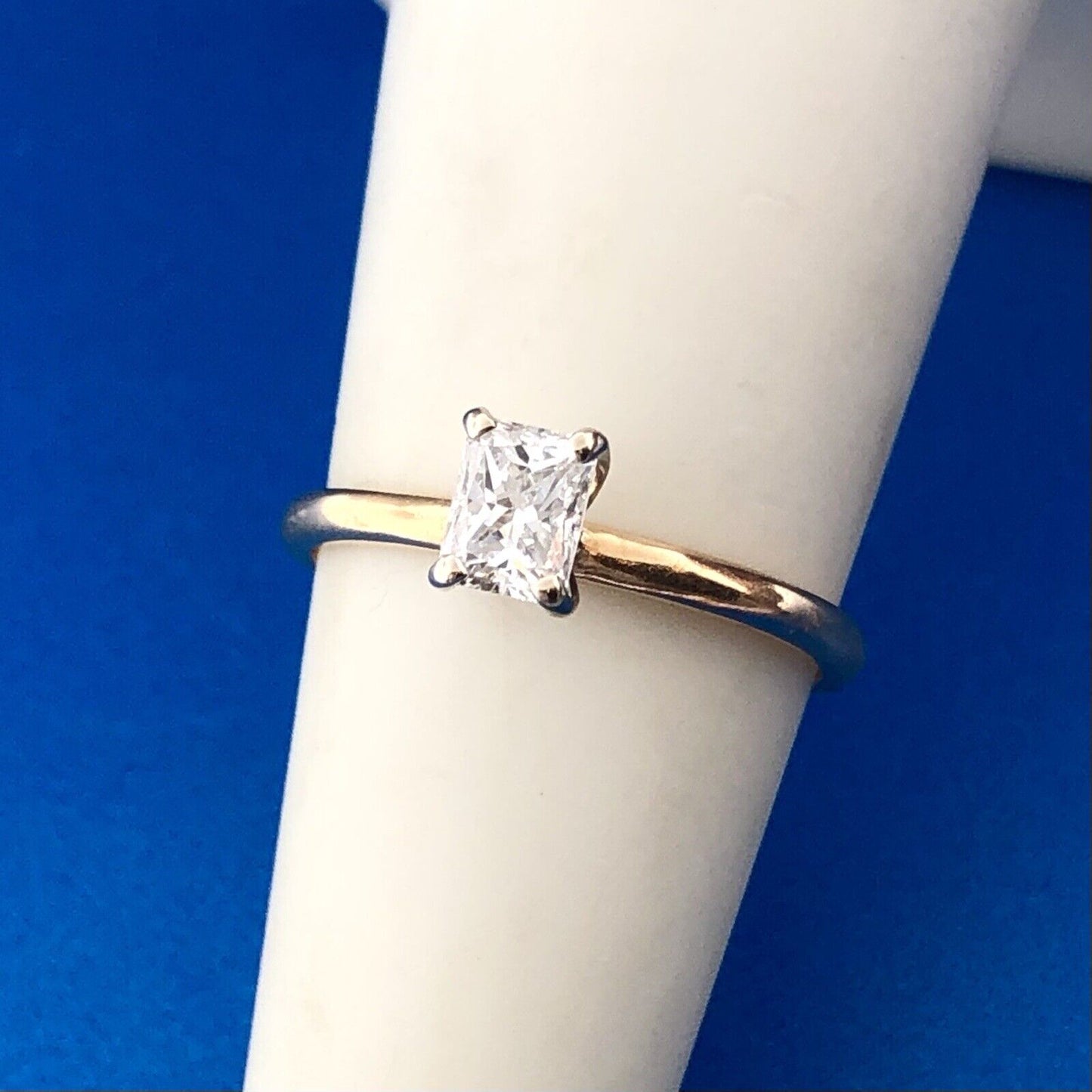 14K Yellow Gold Radiant Cut Diamond Solitaire Engagement Promise Ring