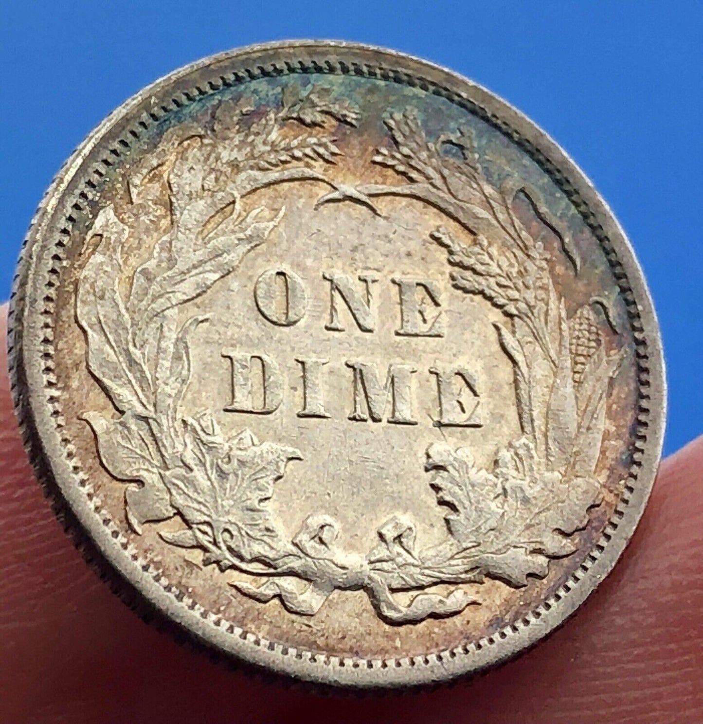 1890 P Silver Seated Liberty Dime Better Key New Orleans Coin Sunset Tone AU DET