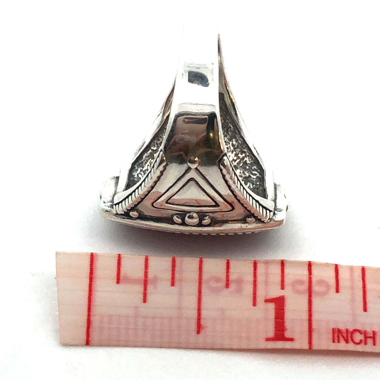 Native American 925 Sterling Silver Pink Jasper Heart Chakra Chunky Ring