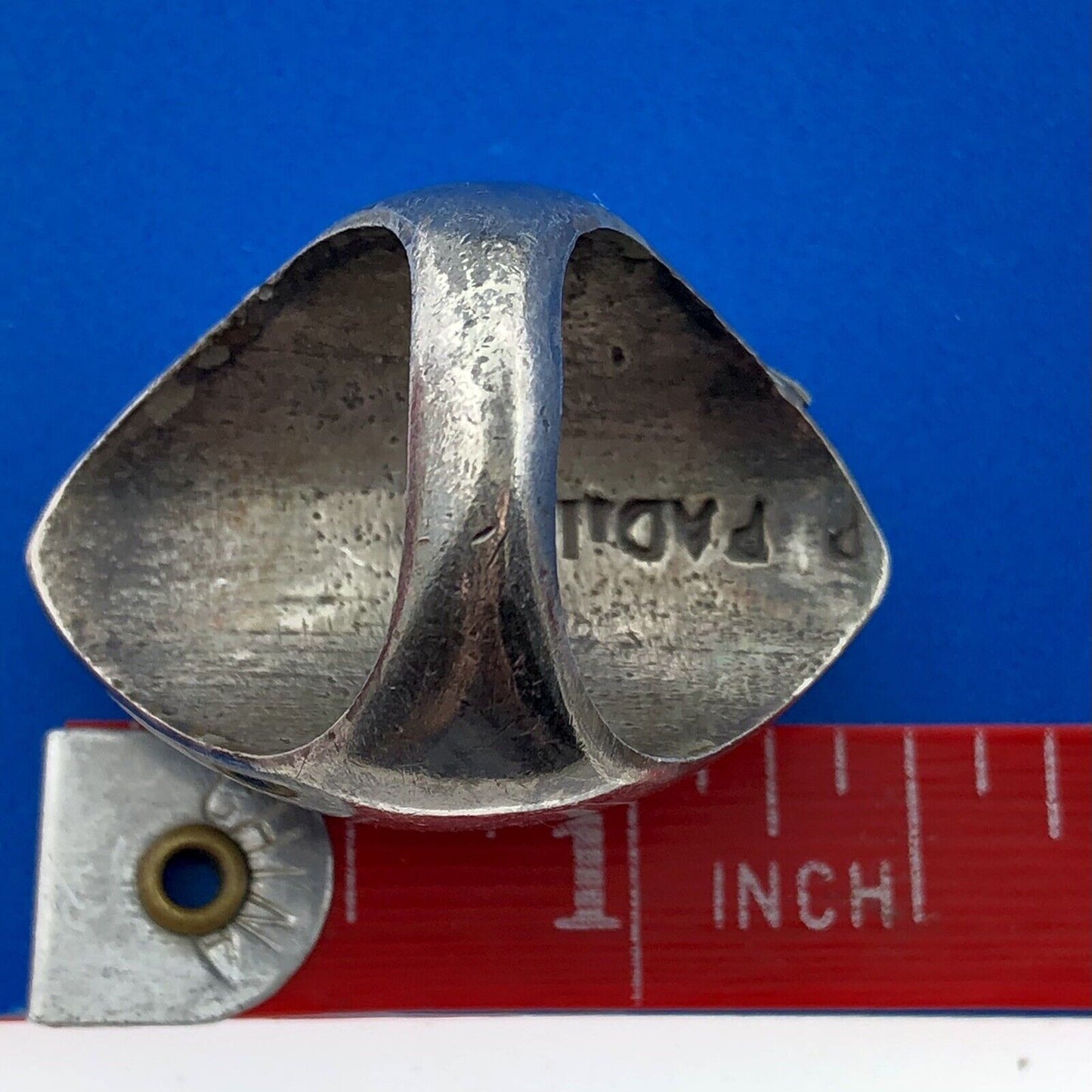 Navajo P Padilla Signed 925 Sterling Silver Chunky Green Blue Turquoise Ring