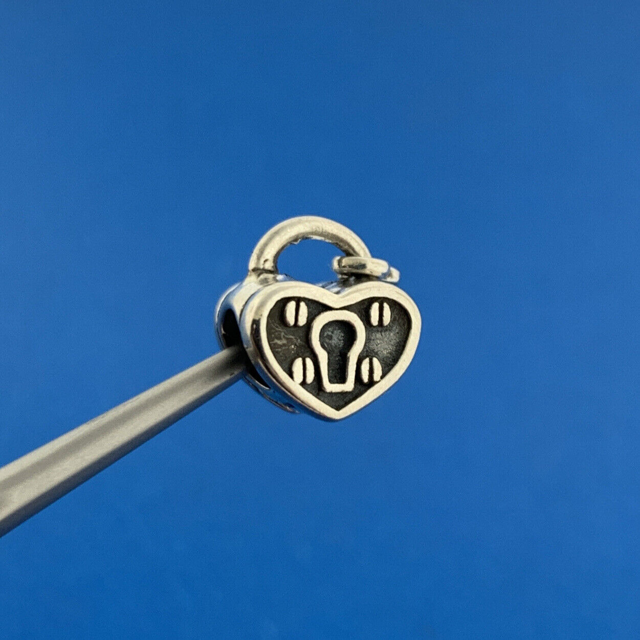 Chamilia 925 Sterling Silver Heart Lock Key To My Heart Slide Bracelet Charm