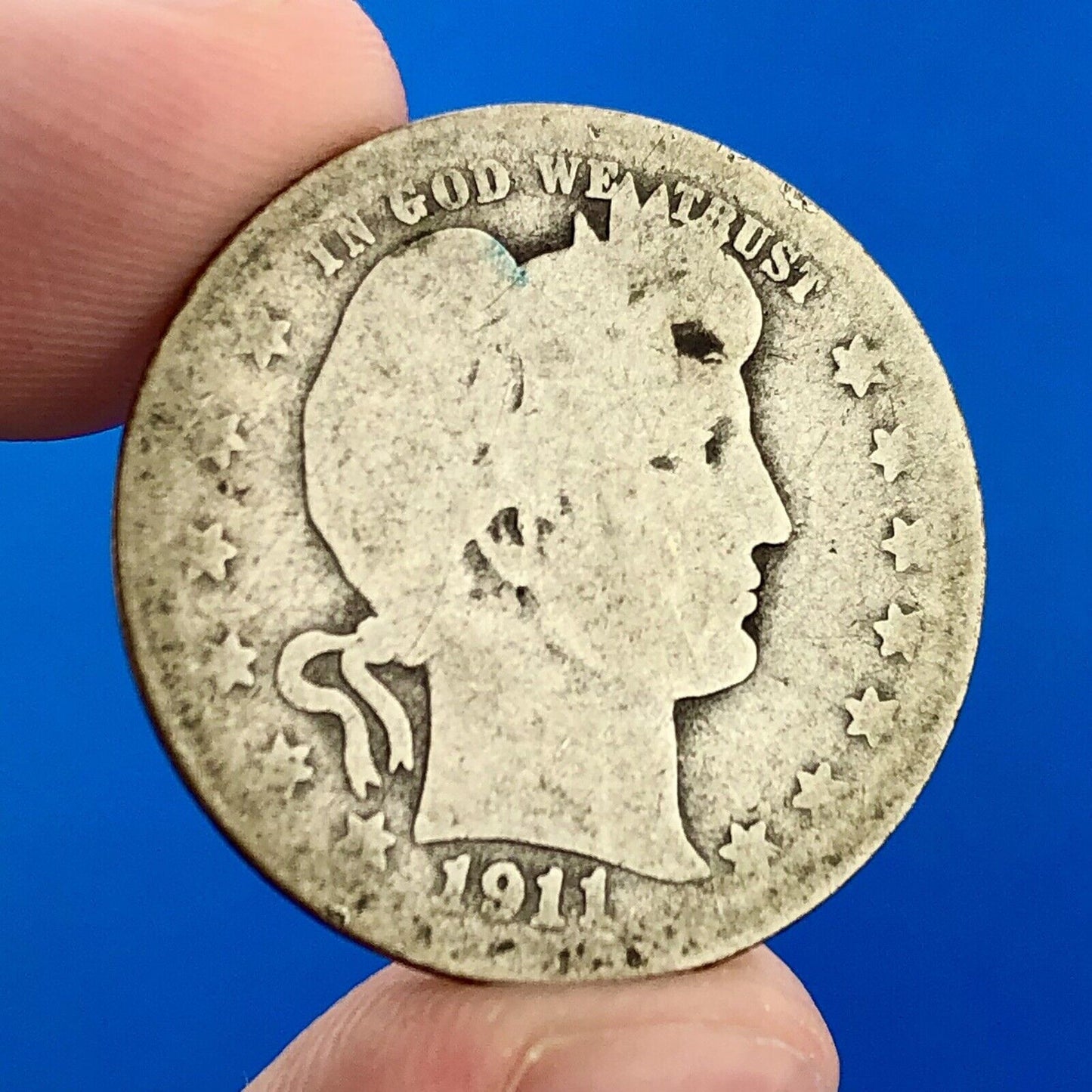 1911 D Silver Barber Quarter Better Key Date Denver Coin Rare Scarce