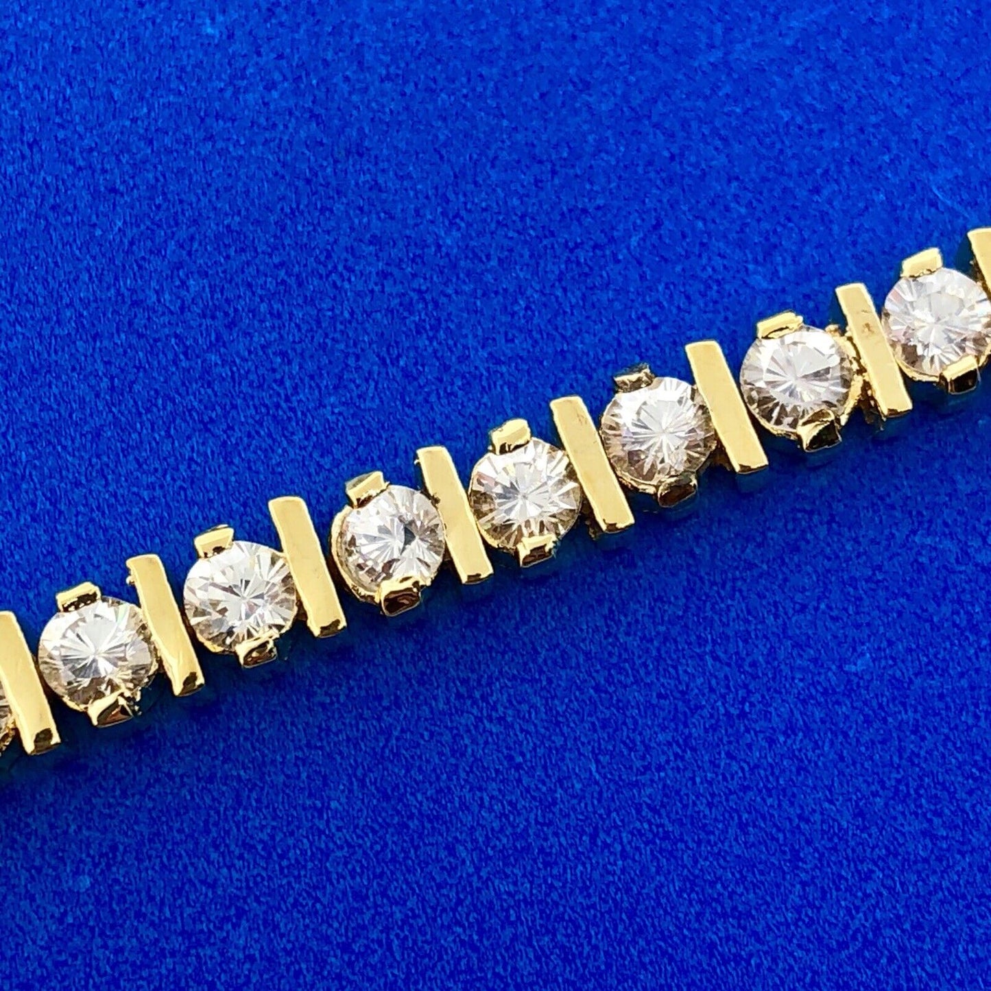 Dramatic 925 Sterling Silver Vermeil Cubic Zirconia CZ Statement Tennis Bracelet