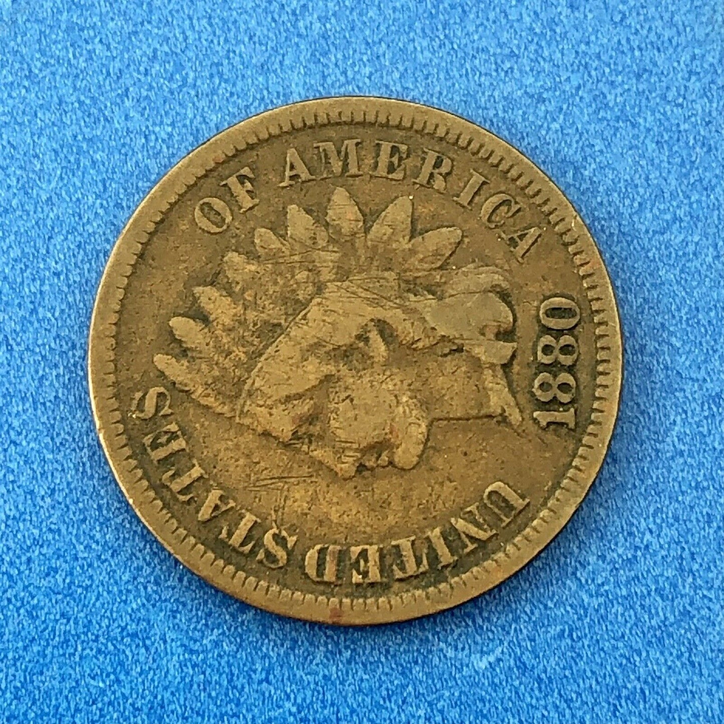 1880 P Indian Head One Cent Penny Type 3 Bronze Better Key Philadelphia Coin