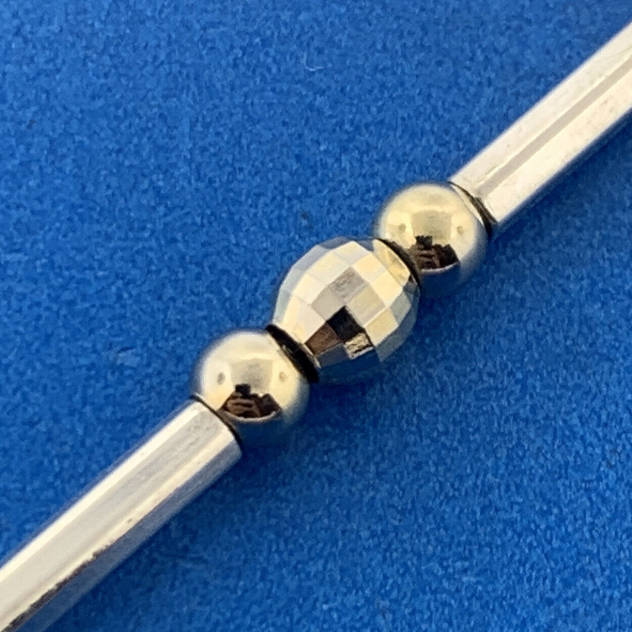 Designer Milor Italy Sterling Silver Vermeil 2 Tone Disco Ball & Bar Bracelet