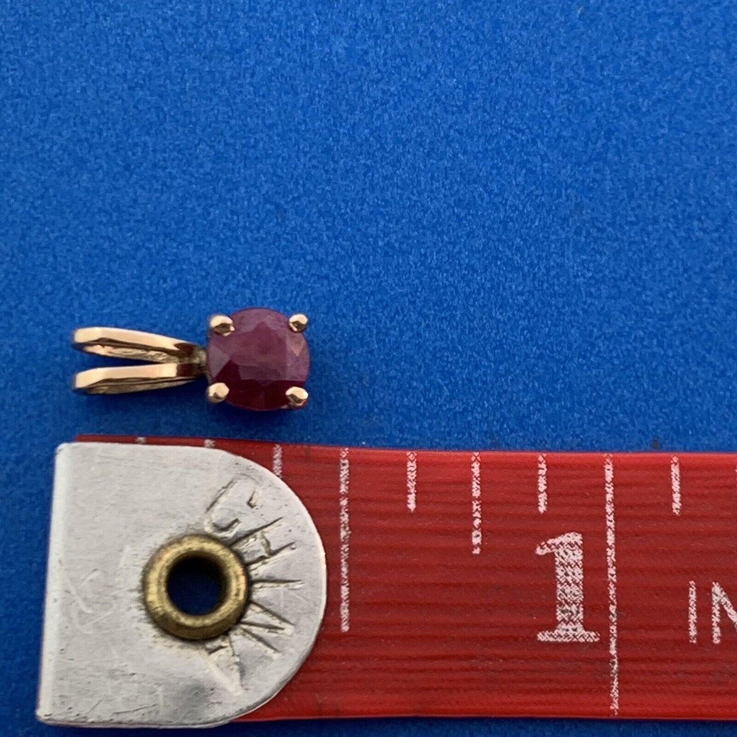 Classic 14K Yellow Gold Round Ruby Solitaire July Anniversary Petite Pendant