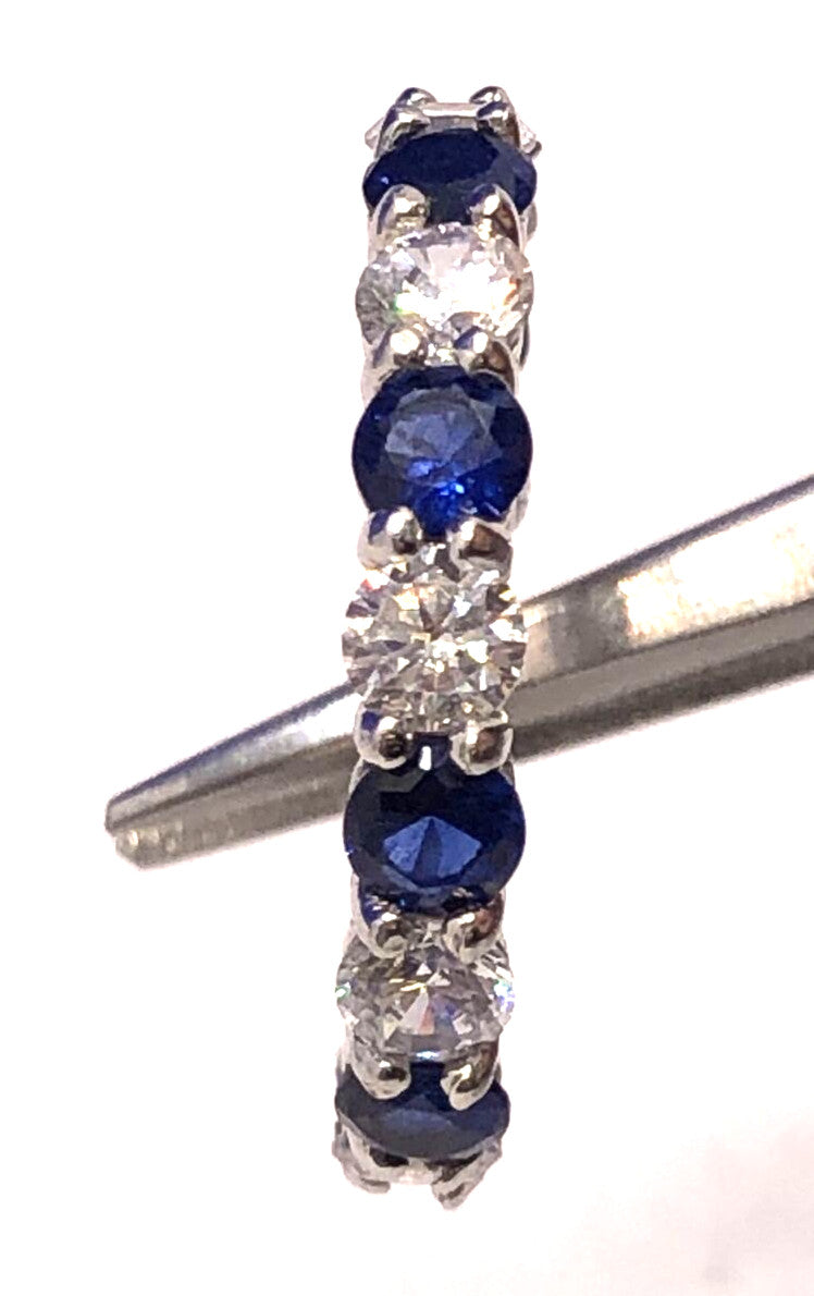 Designer Kiera 925 Sterling Silver White Blue Cubic Zirconia Eternity Band Ring