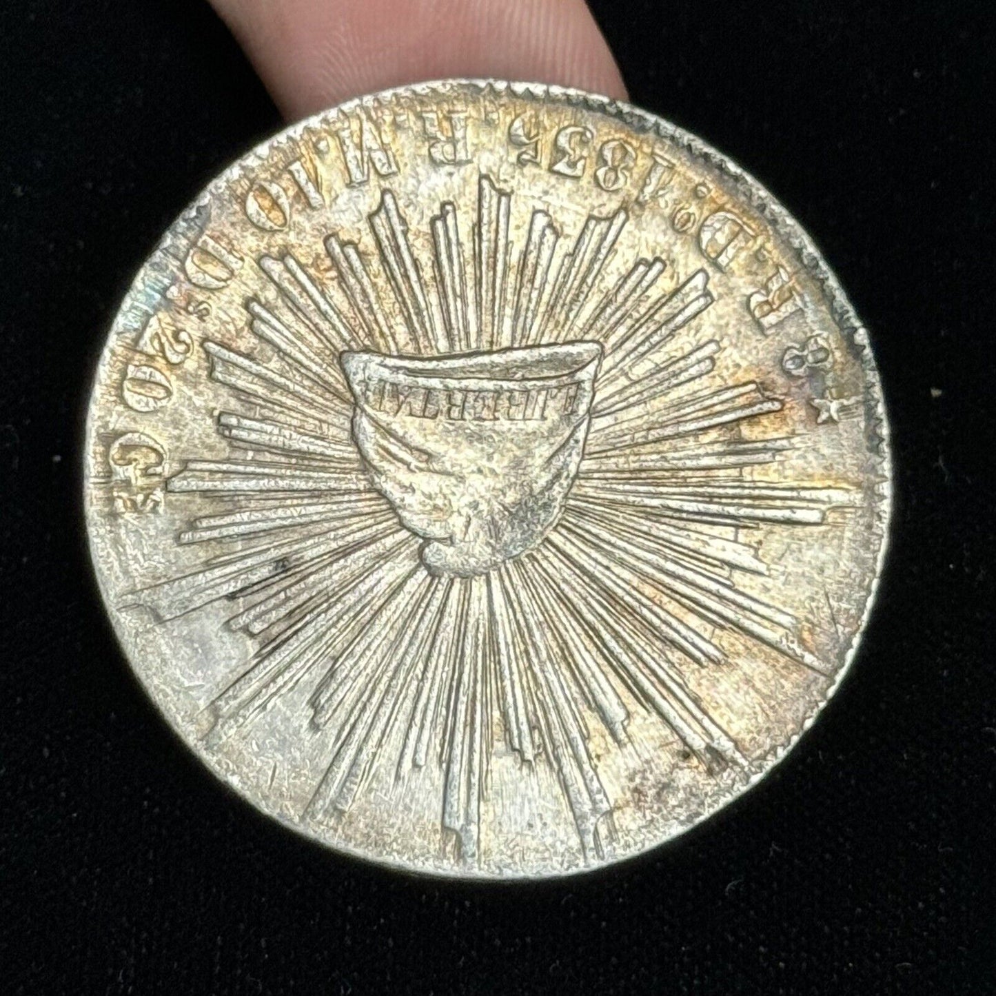 1835 Do Durango Mexico 8 Reales R.M. Cap & Rays Libertad .903 Silver Coin