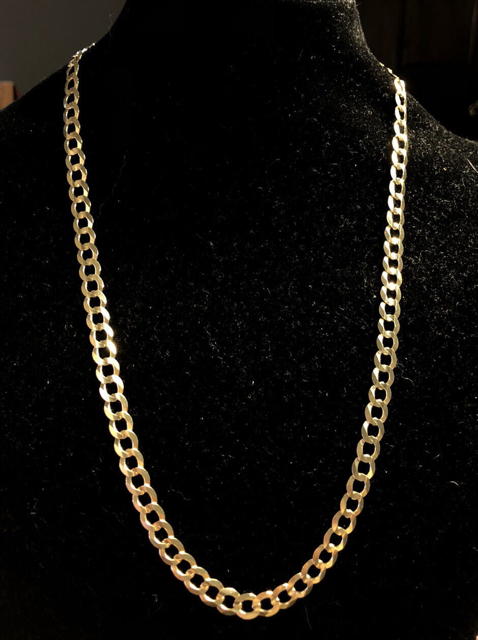 Designer RCI 10K Yellow Gold Curb Link 22" 7 mm Chain Necklace