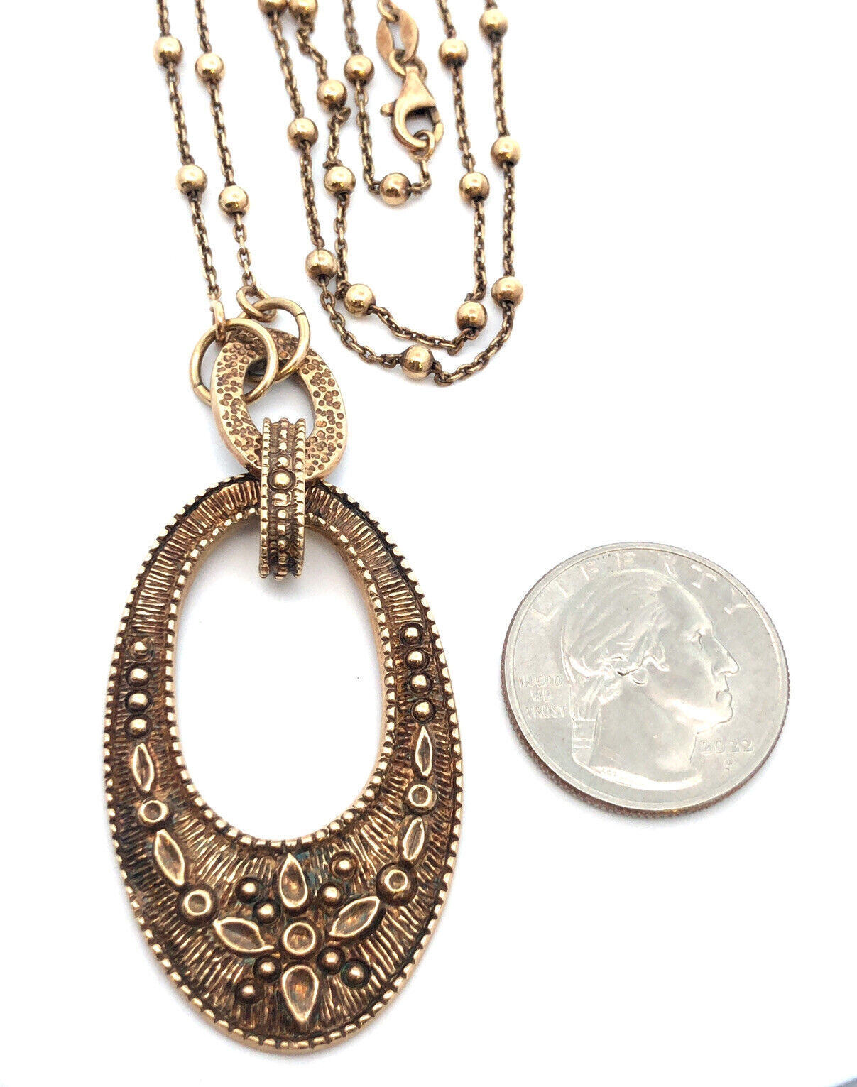 Designer Italy 925 Sterling Silver Vermeil Gold Tone Floral Pendant Necklace
