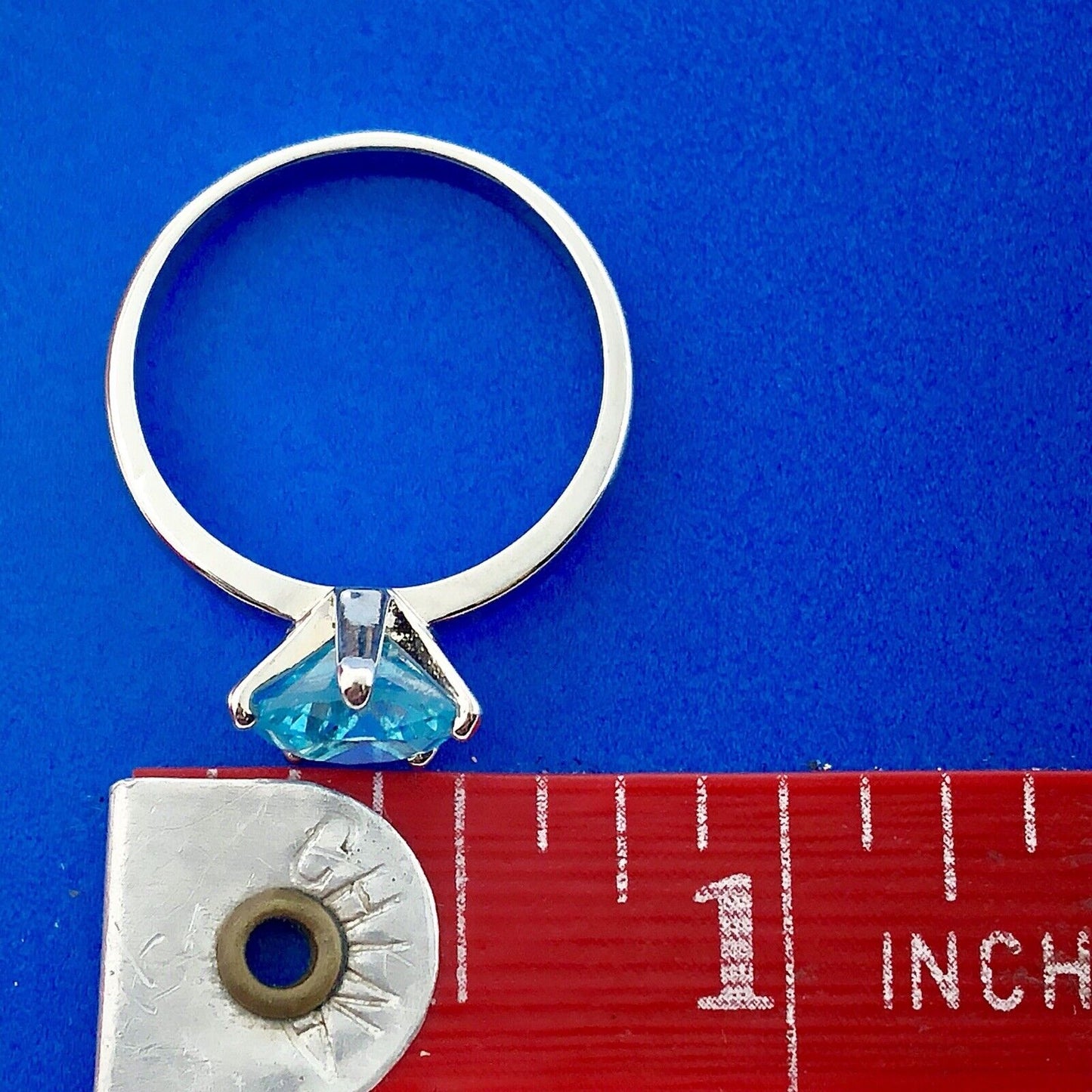 Stunning 925 Sterling Silver Aqua Blue Cubic Zirconia Solitaire Promise Ring