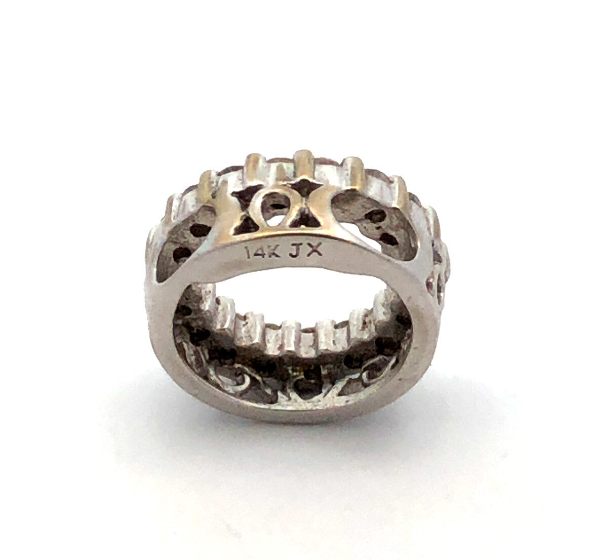 Designer JX 14K White Gold Diamond Round Ring Infinity Eternity Pendant