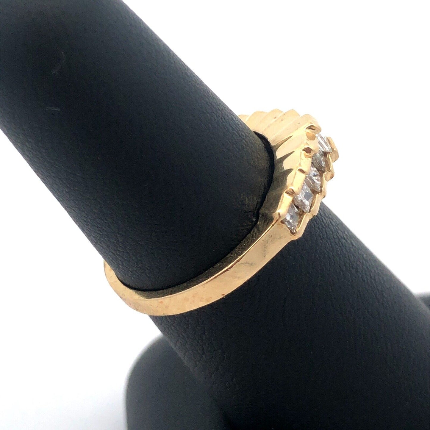 Gorgeous 14k Yellow Gold Princess Cut Diamond Waterfall Cascade Ring Size 6.5