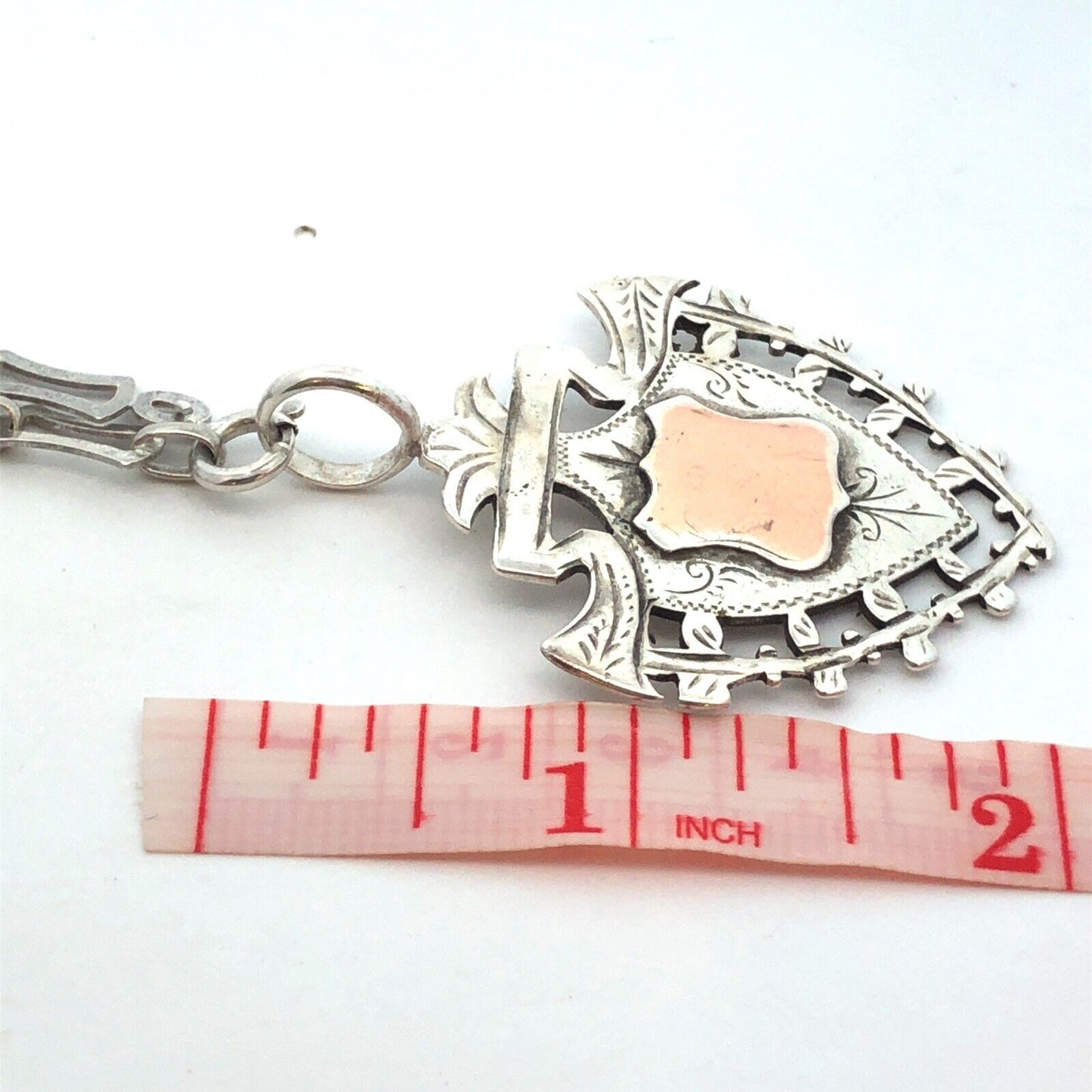 Antique 925 Sterling Silver Engravable Coat Of Arms Shield Pendant Necklace