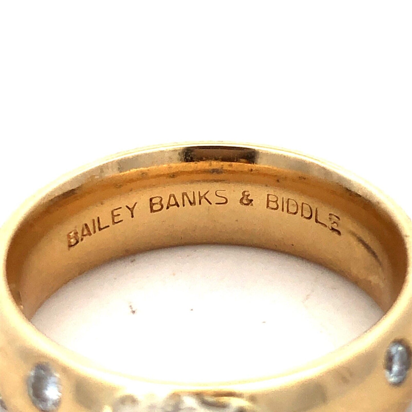 Bailey Banks & Biddle 18K Yellow Gold Corundrum Diamond Anniversary Ring