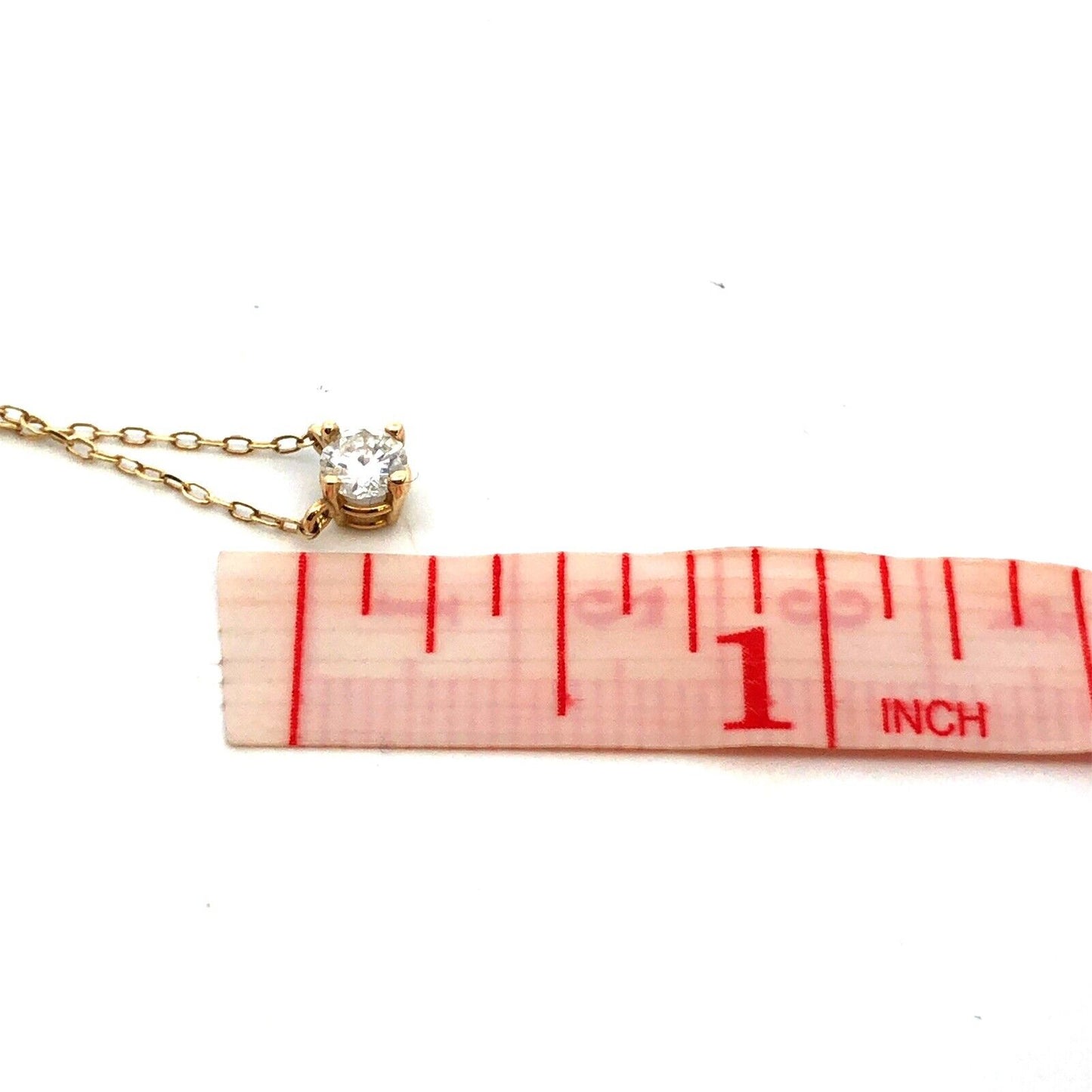 Designer 14K Yellow Gold Round Diamond Solitaire Pendant Chain Necklace