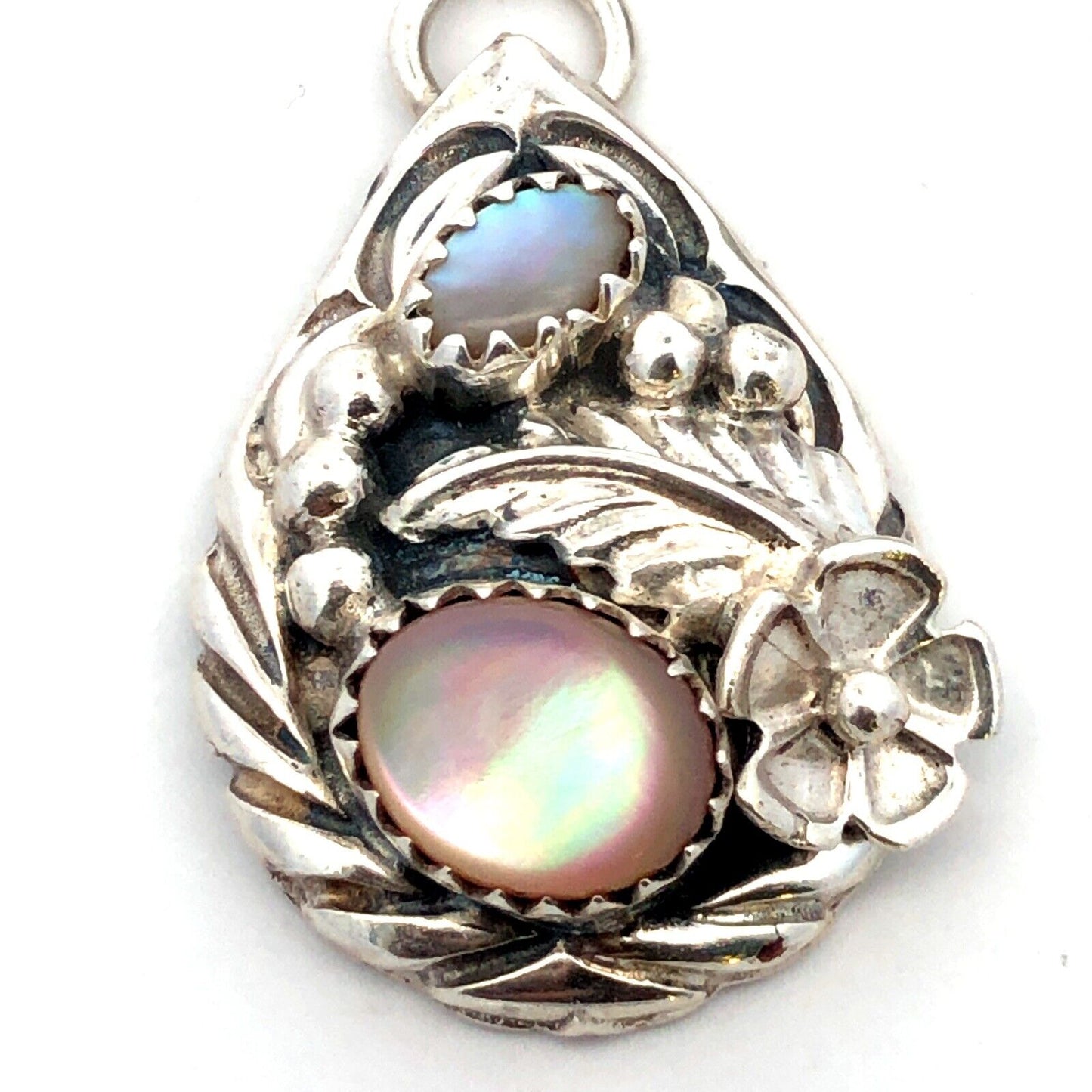Native American Sterling Silver Mother of Pearl Floral Earring Enhancer Jackets