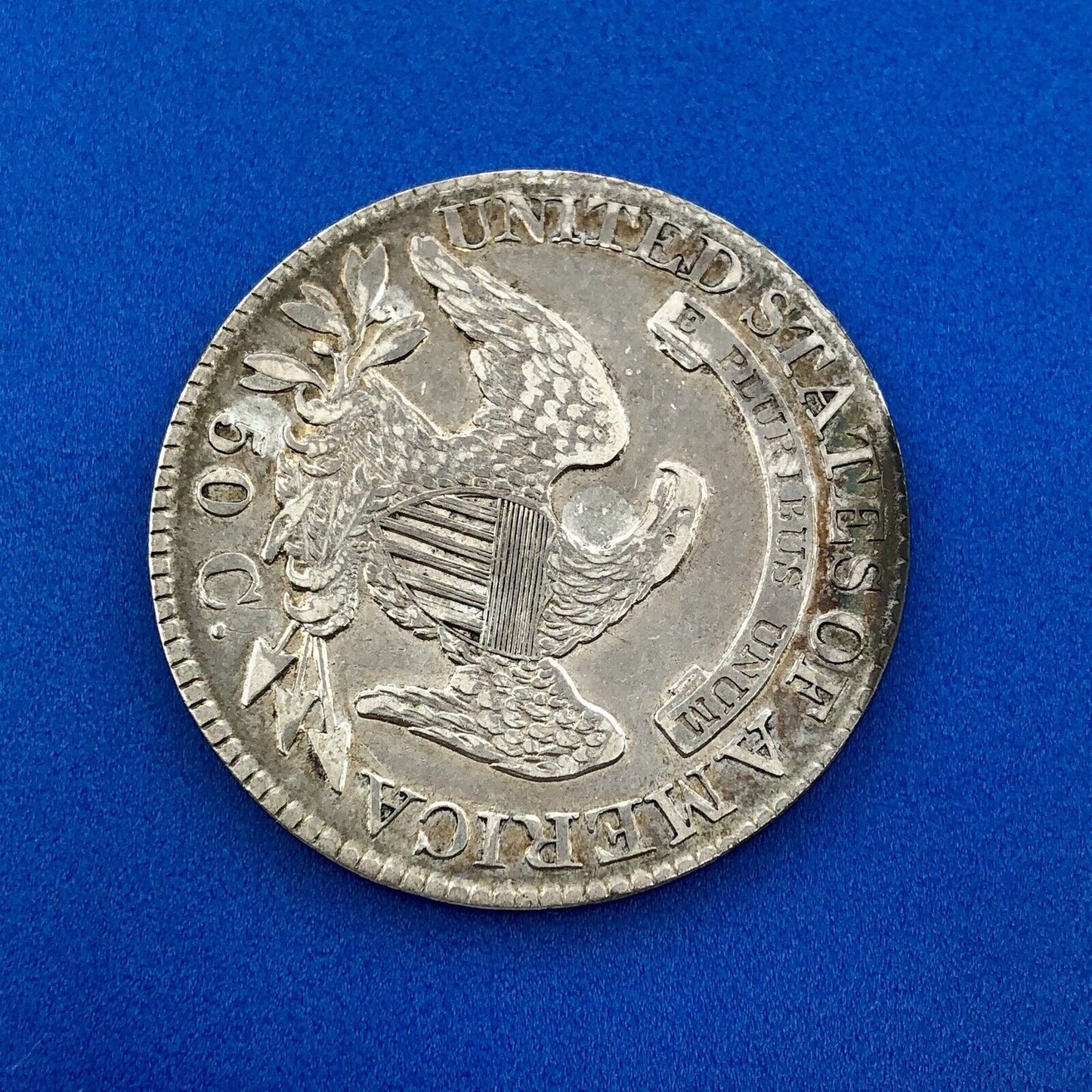 1827 P Capped Bust Silver Half Dollar 50c Early Philadelphia Mint Sunset Tones