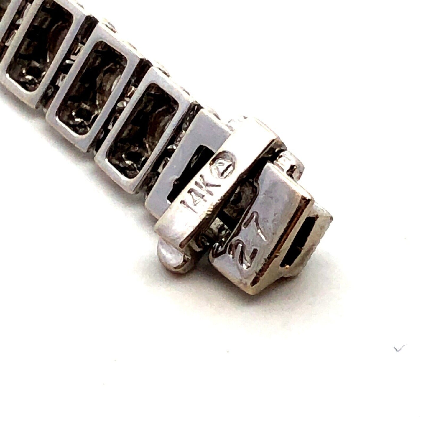 Designer 14K White Gold Round Diamond Open Work Statement Tennis Bracelet