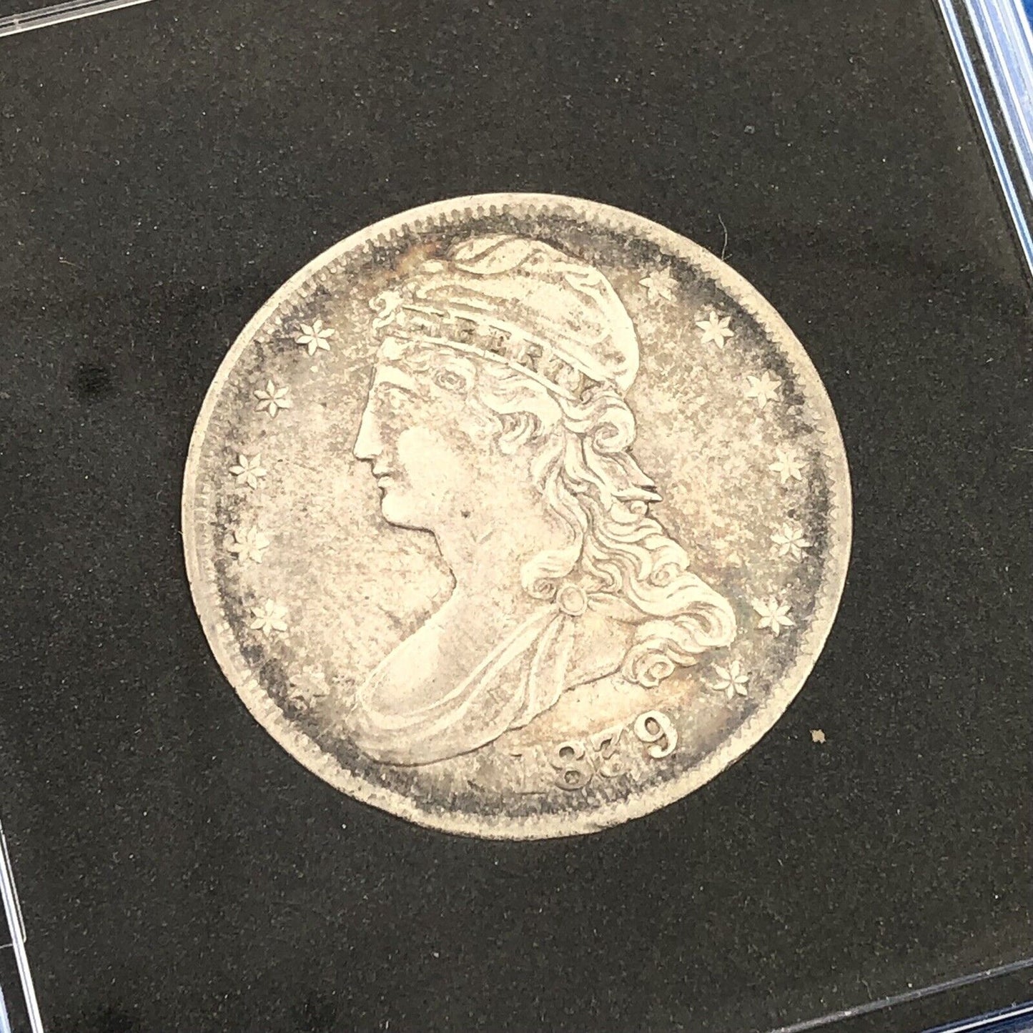1839 Capped Bust Silver Half Dollar 50c Reeded Edge Ungraded Extra Fine Coin