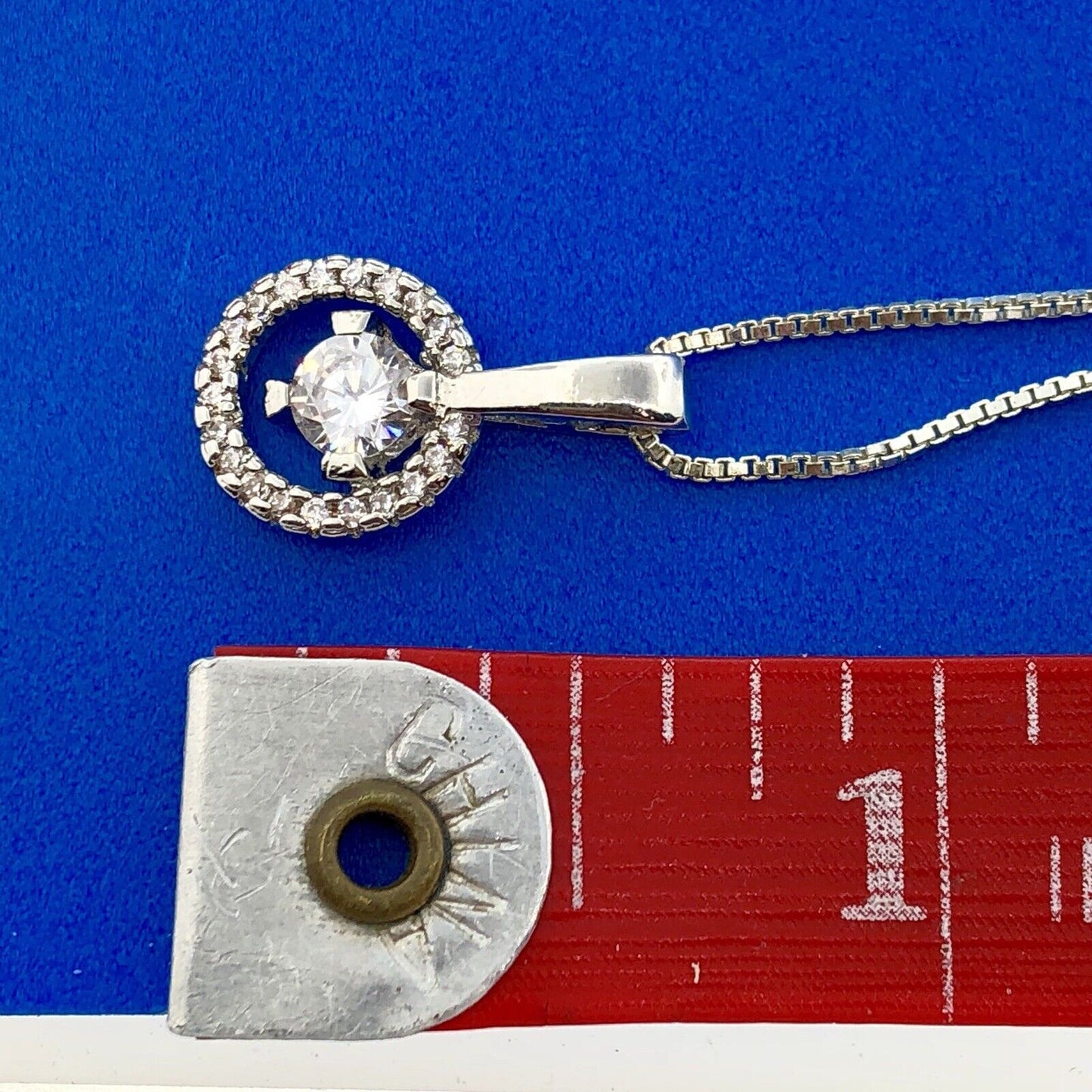 Sterling Silver Cubic Zirconia Solitaire Halo Infinity Bridal Necklace