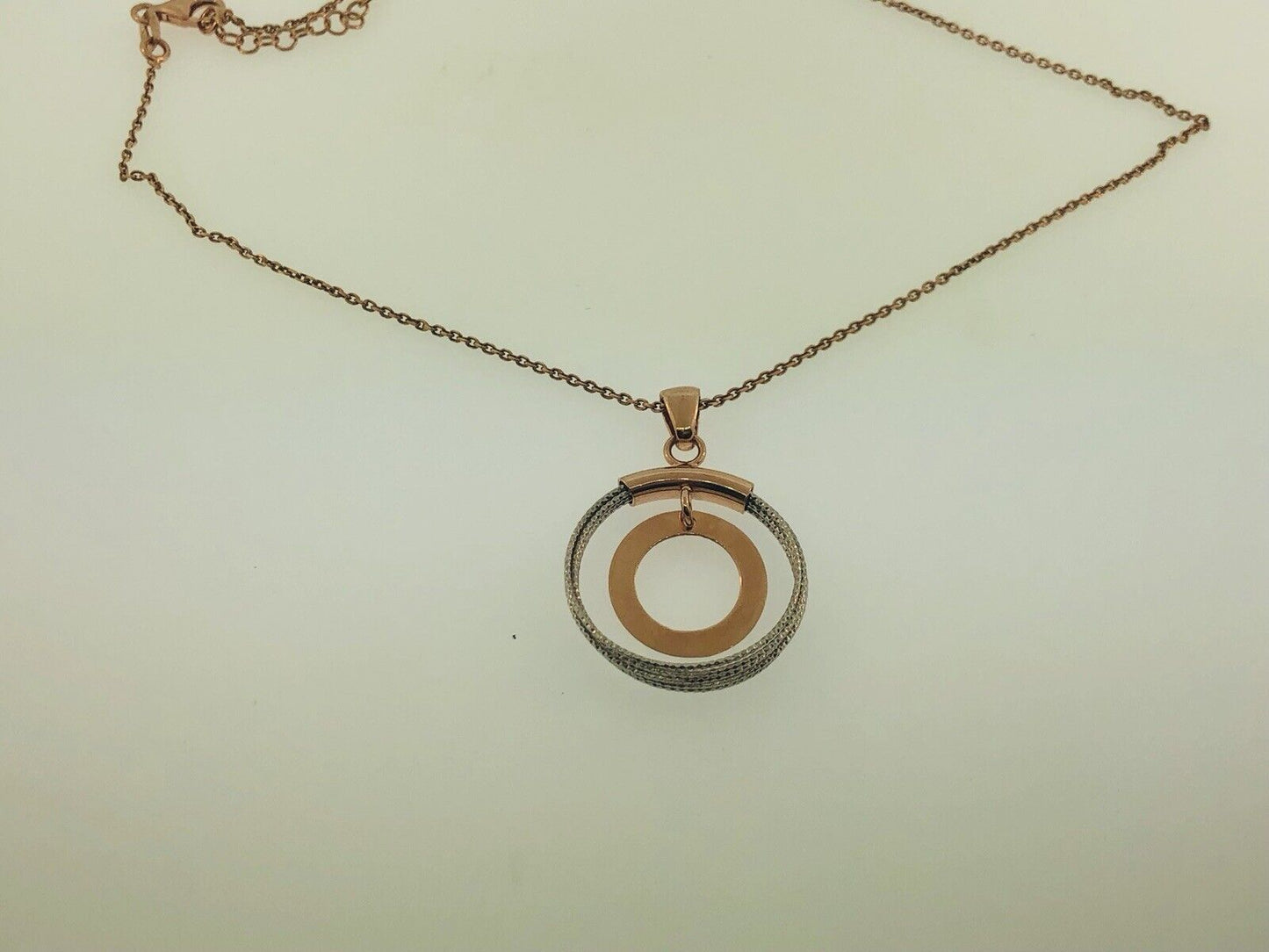 Dyadema Italy Sterling Silver Rose Wash Two Toned Life Infinity Circle Necklace