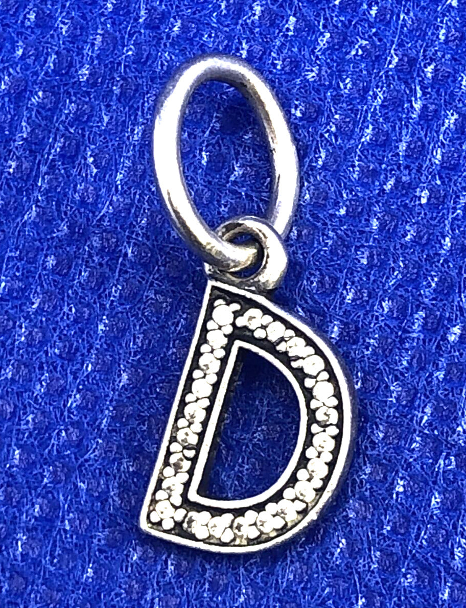 Retired PANDORA ALE 925 Sterling Silver Cubic Zirconia Initial D 791316CZ Charm