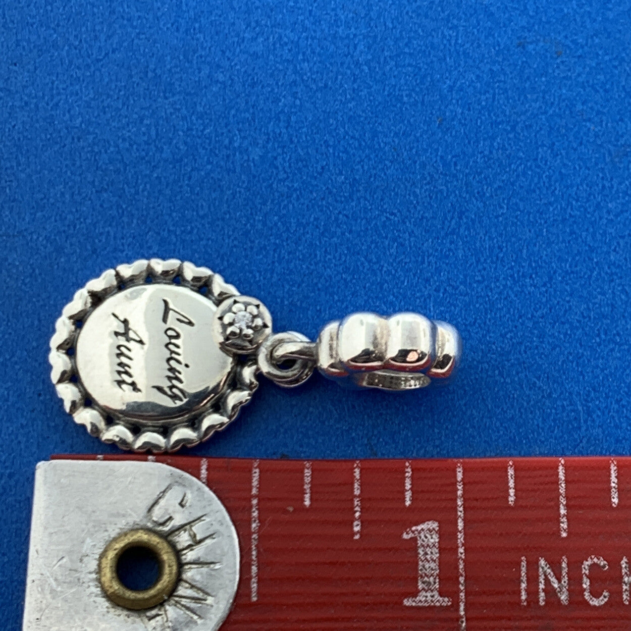 Authentic PANDORA 925 Sterling Silver CZ 791277CZ Loving Aunt Dangle Drop Charm
