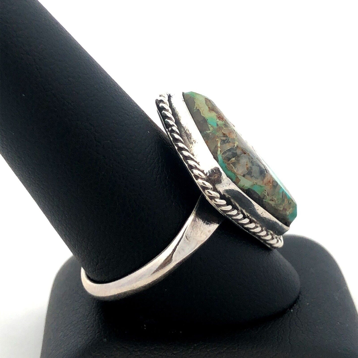 Native American Unsigned Old Pawn 925 Sterling Silver Turquoise Cabochon Ring